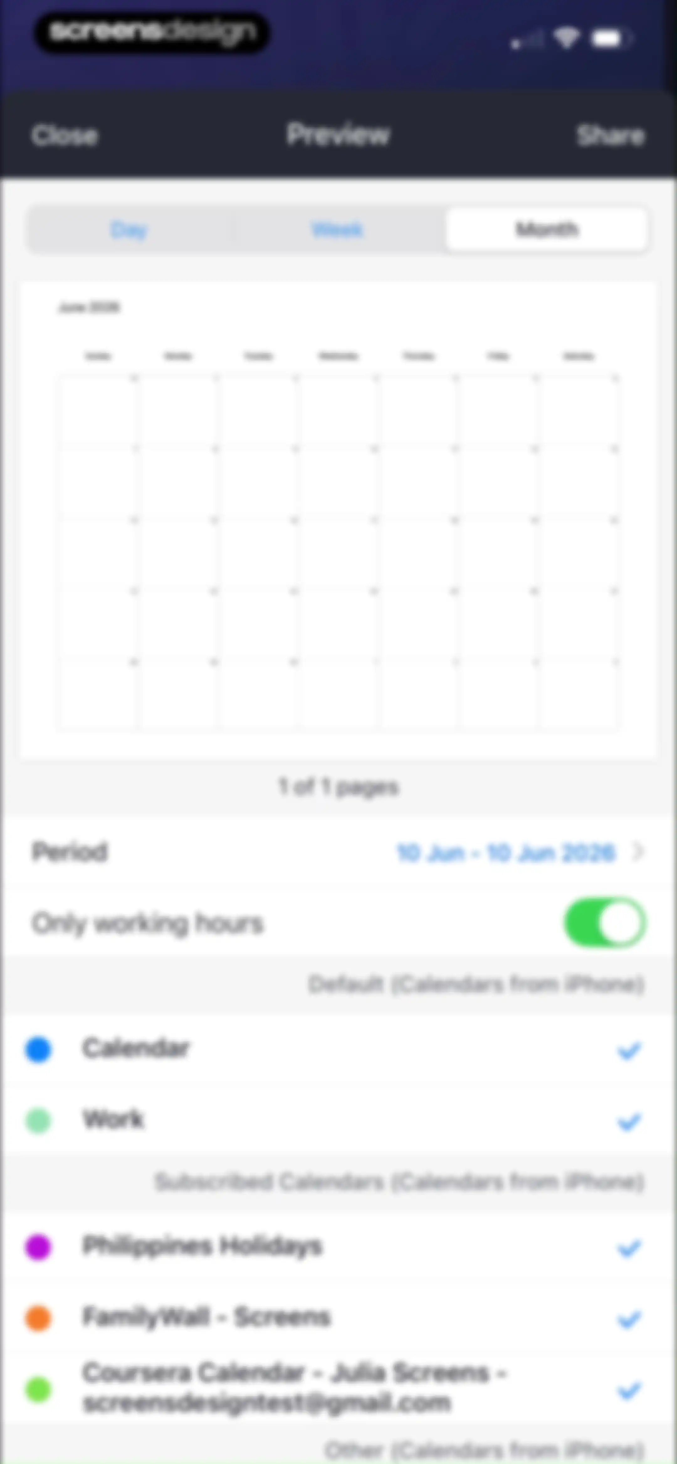 Calendars: Schedule Planner screen 99