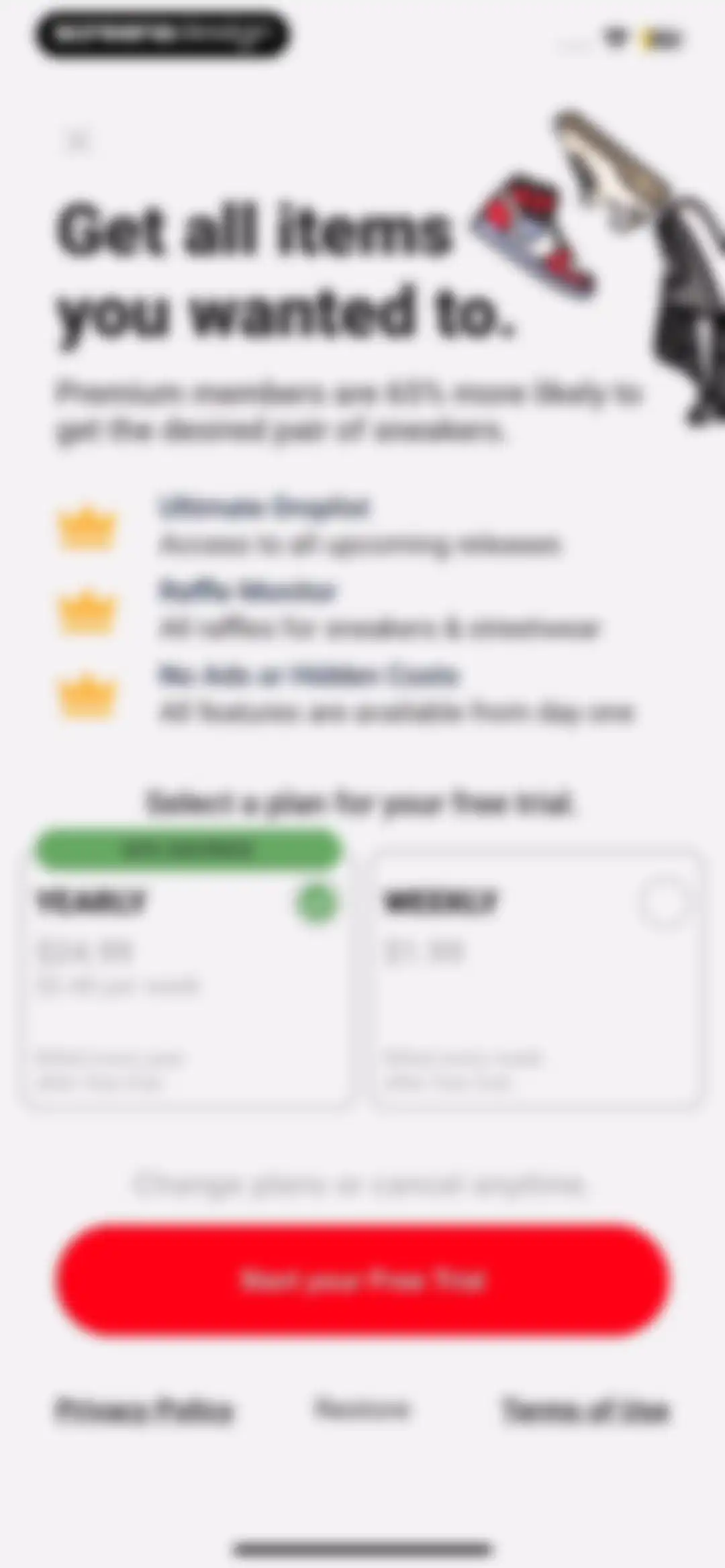 Sneakers Drops: Release＋Raffle screen 2