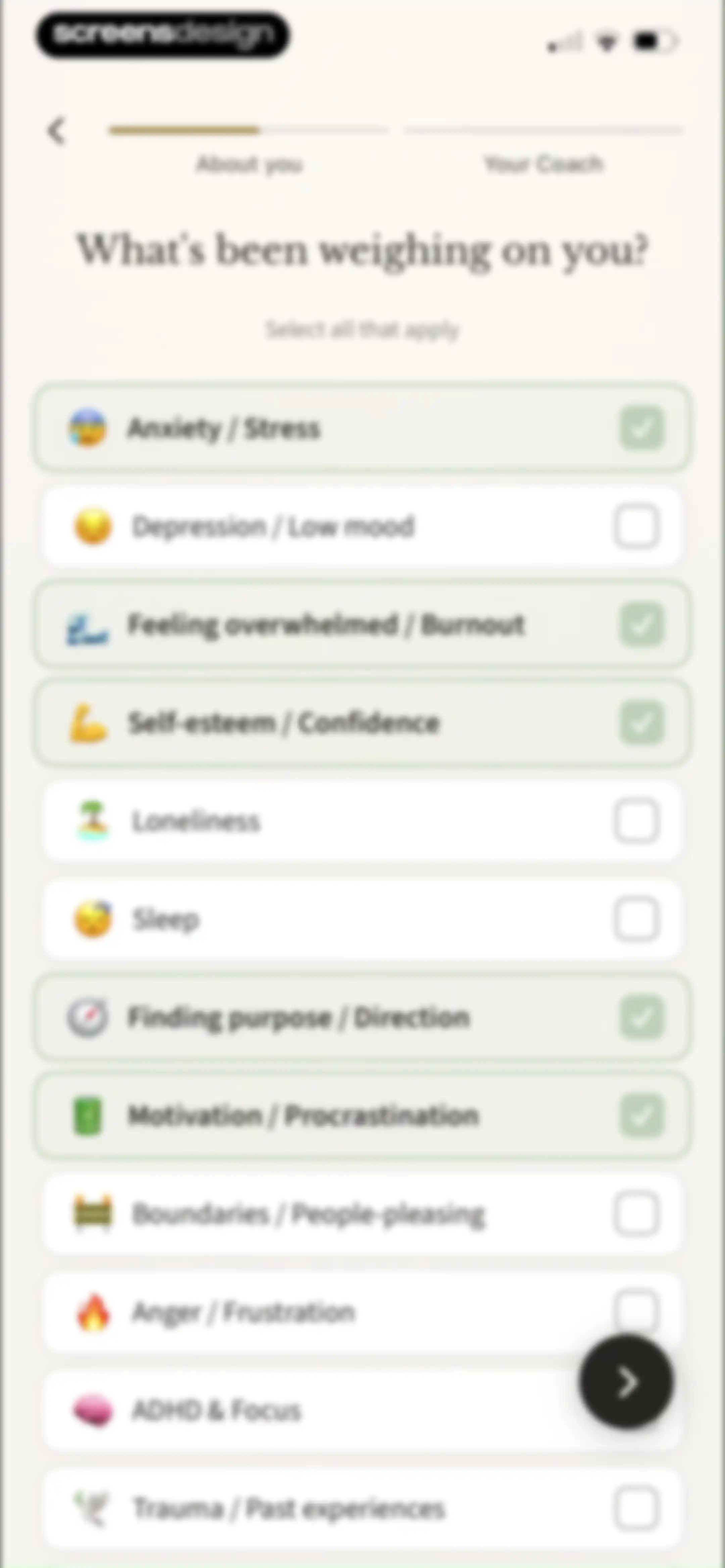 Sonia: AI for Mental Health screen 11