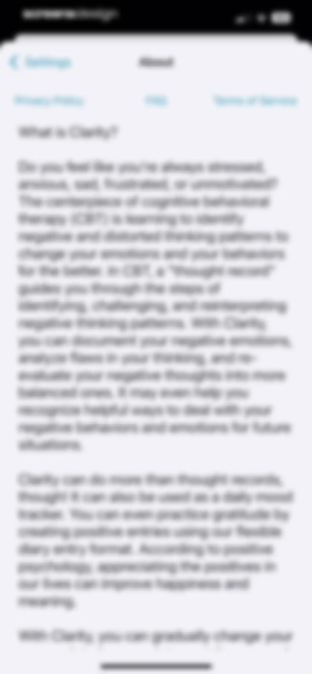 Clarity: CBT Self Help Journal screen 168