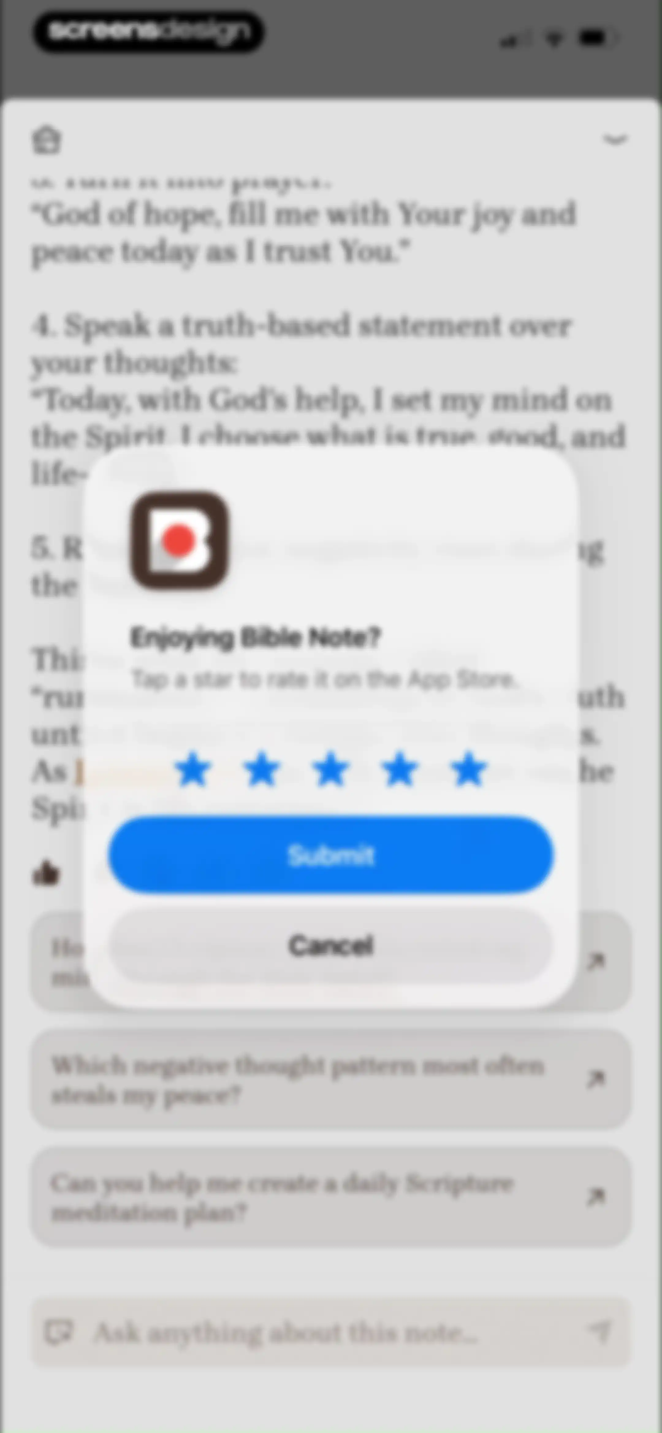 Bible Note: Sermon Notes screen 39