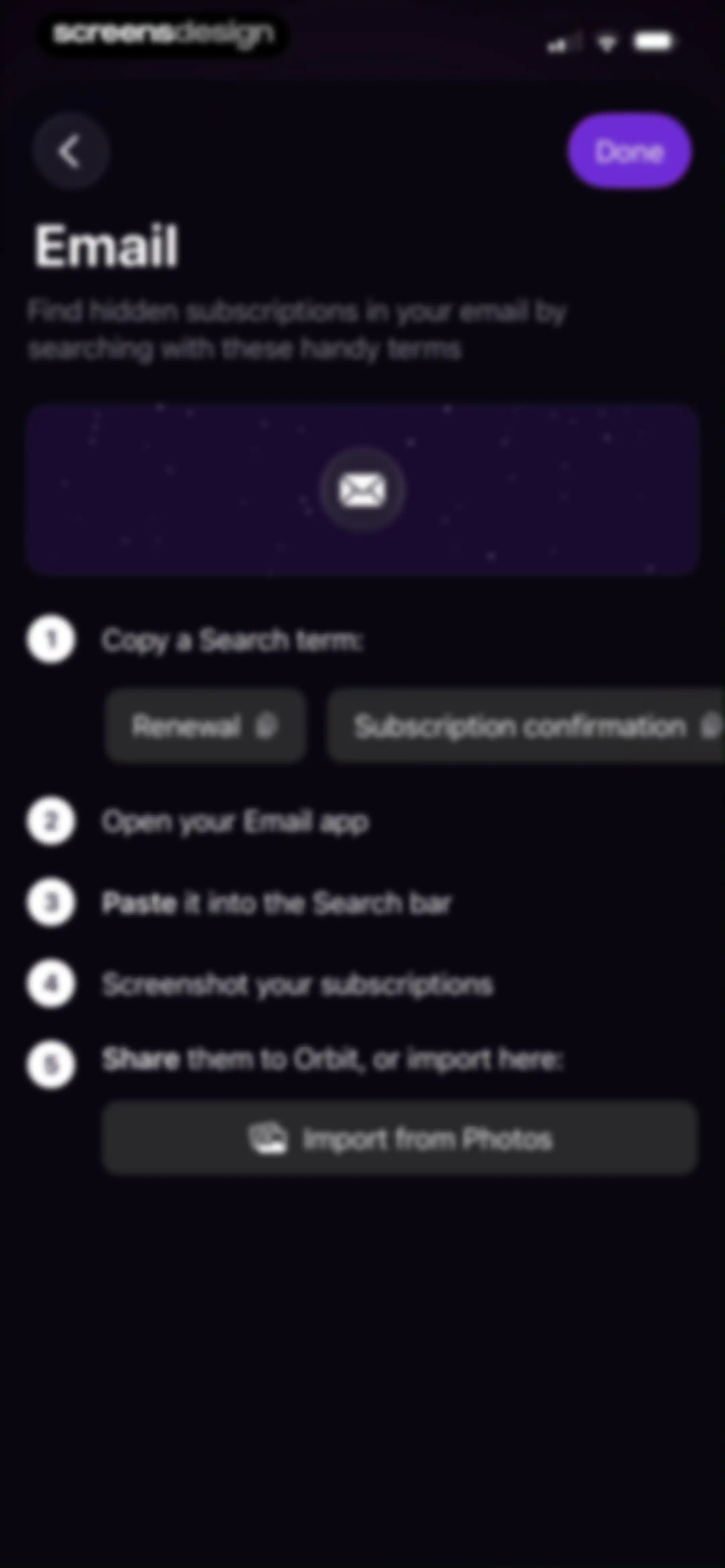 Subscription Manager: Orbit screen 36