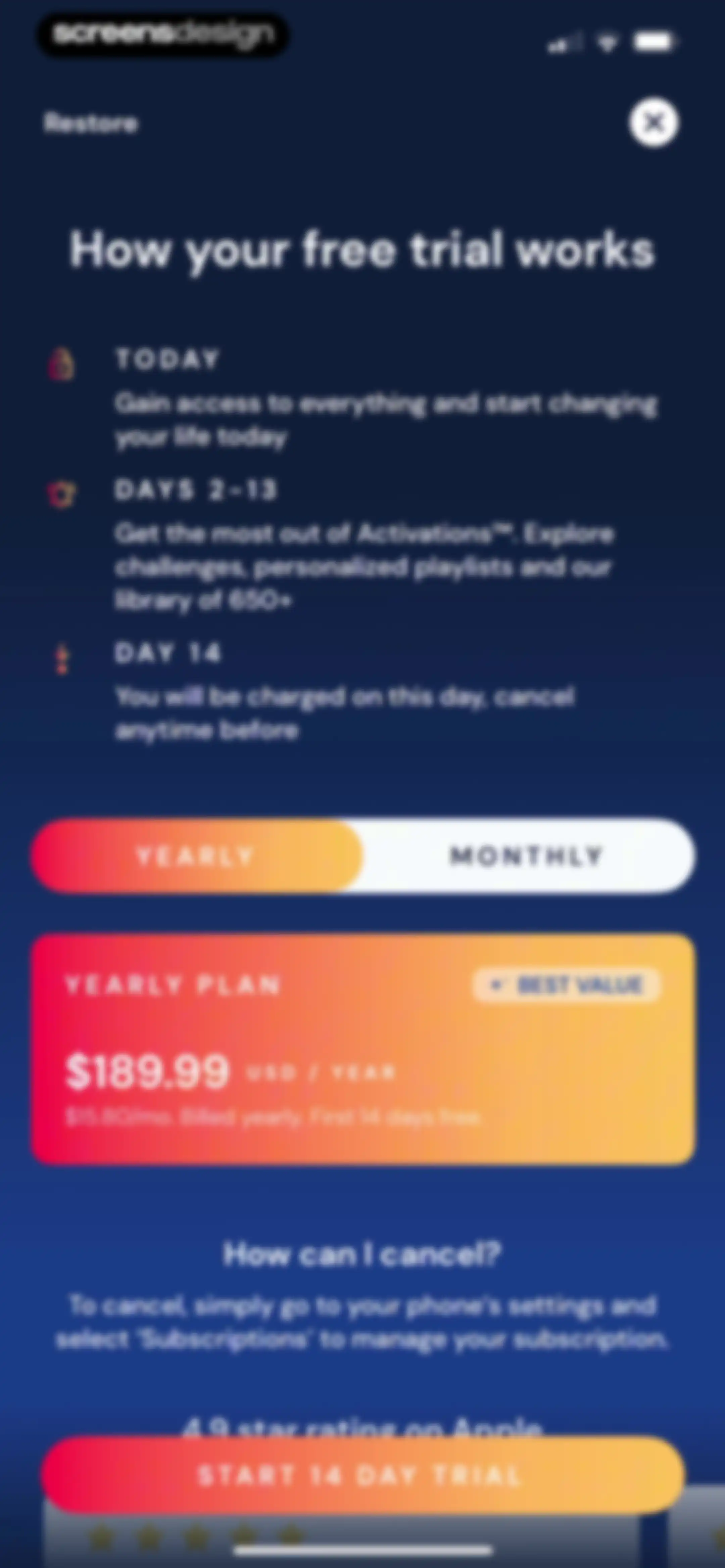 Activations: Daily Motivation screen 22