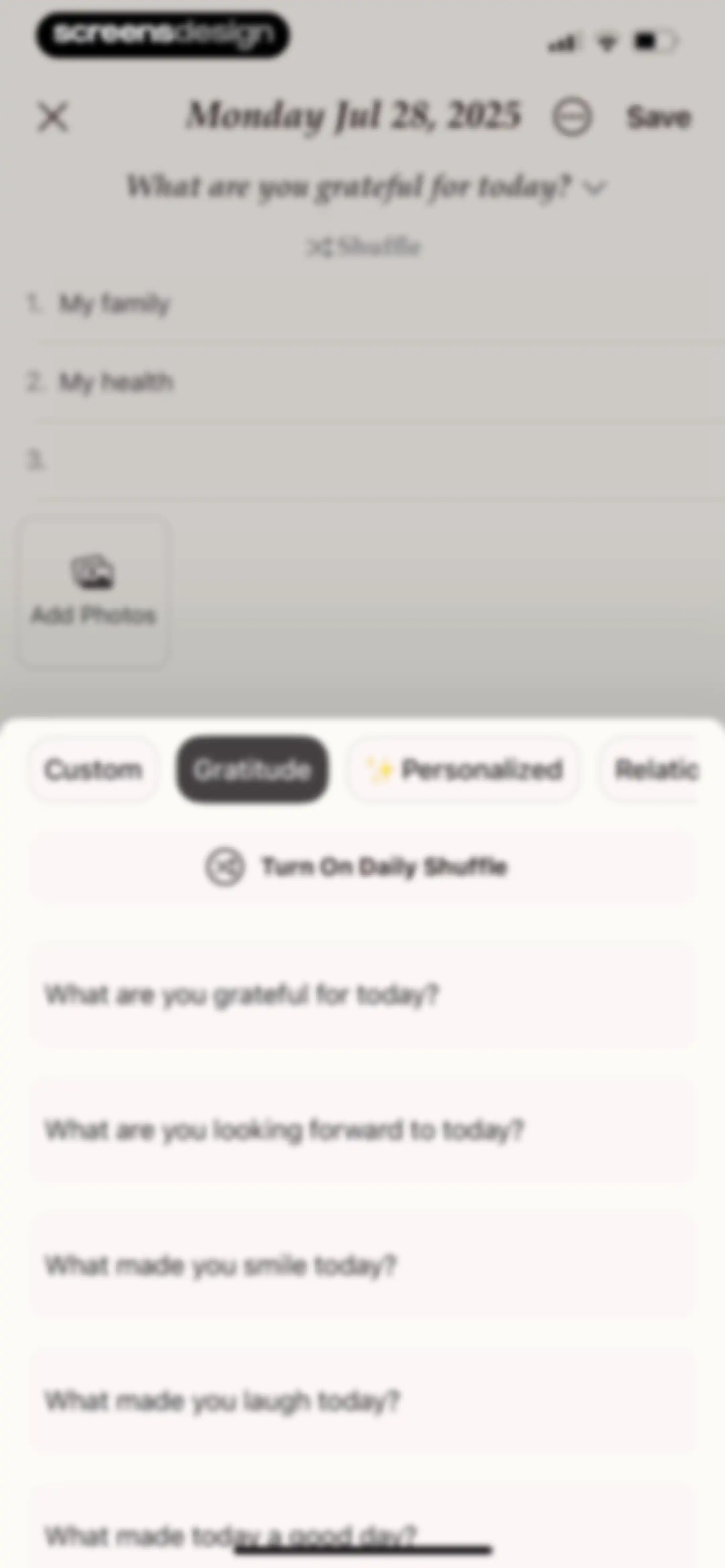 Gratitude Plus – Journal screen 61