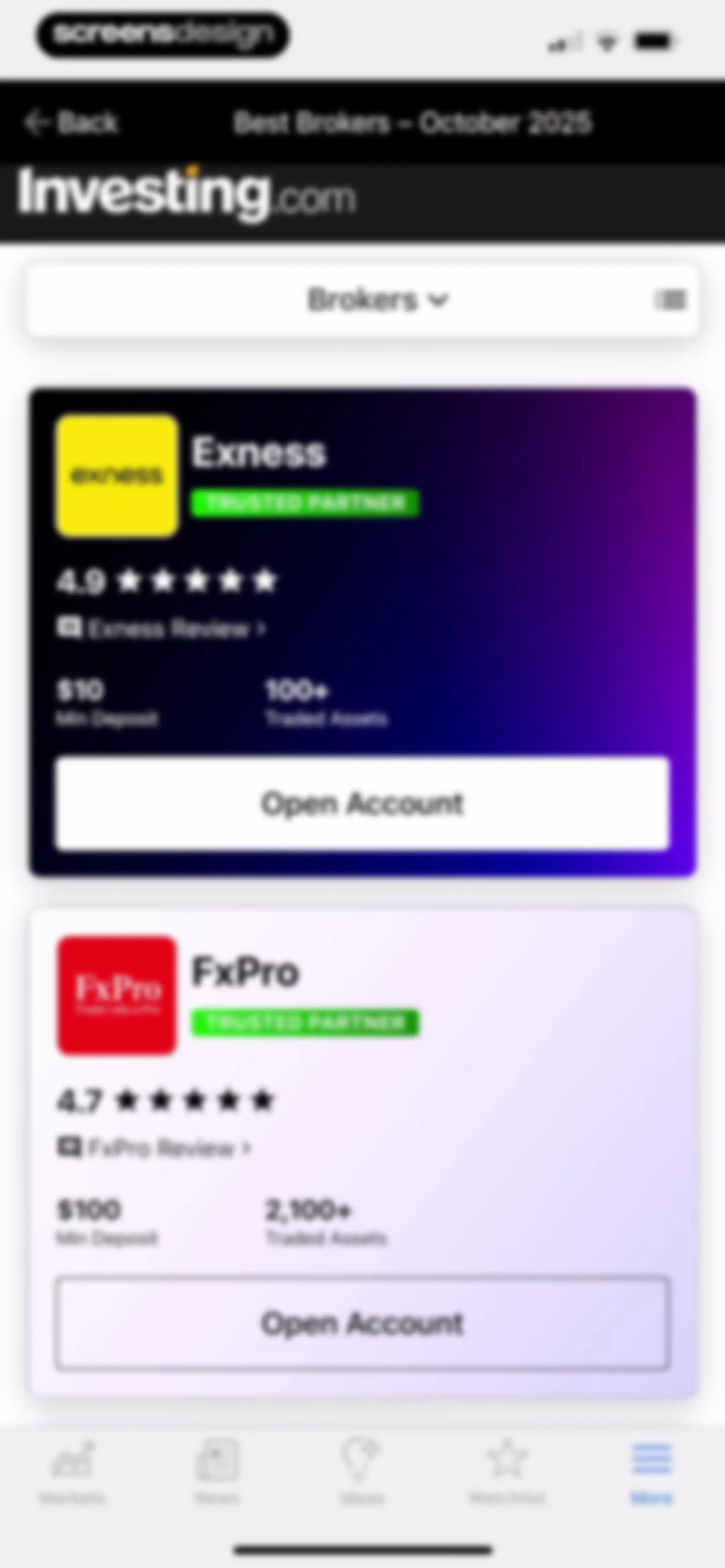 Investing.com: Stock Market screen 136