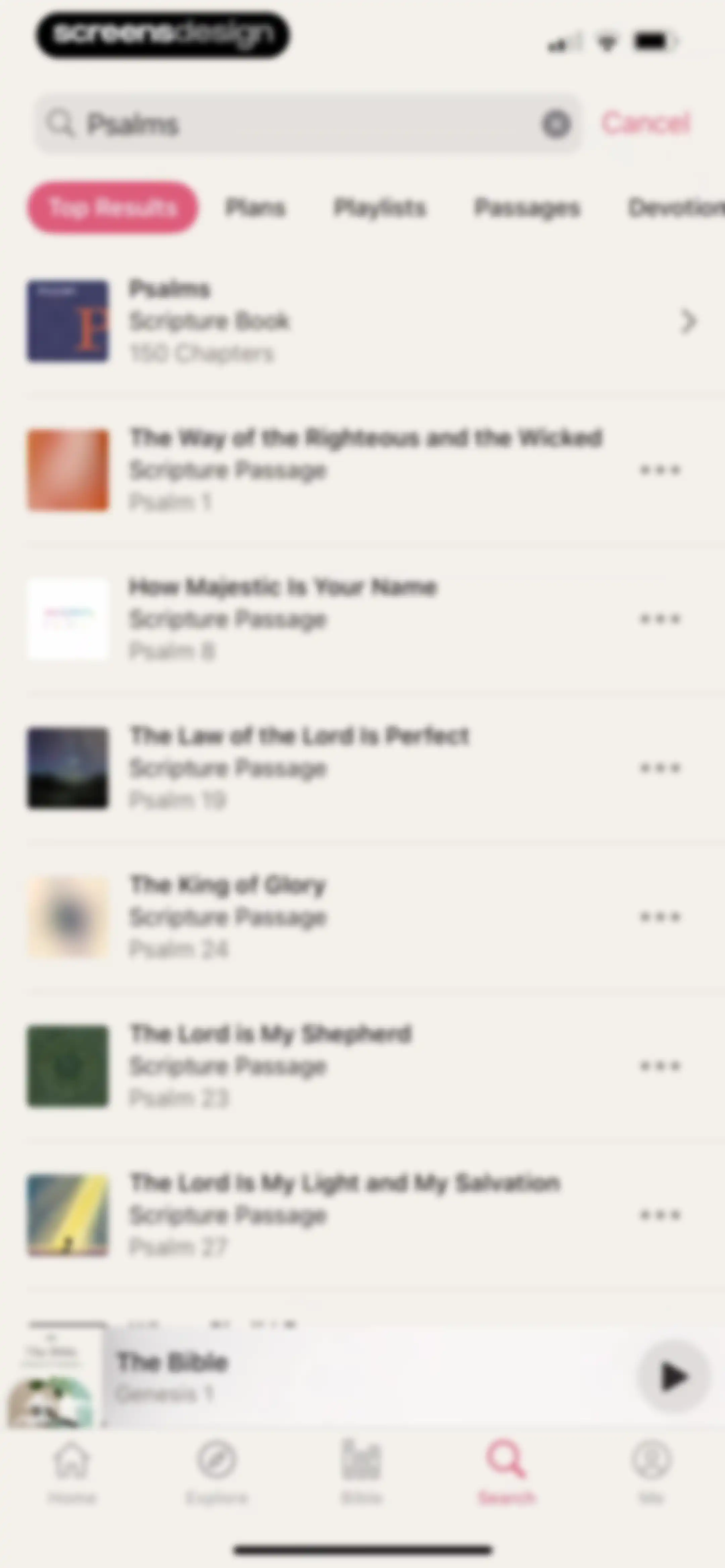 Dwell: Audio Bible screen 83