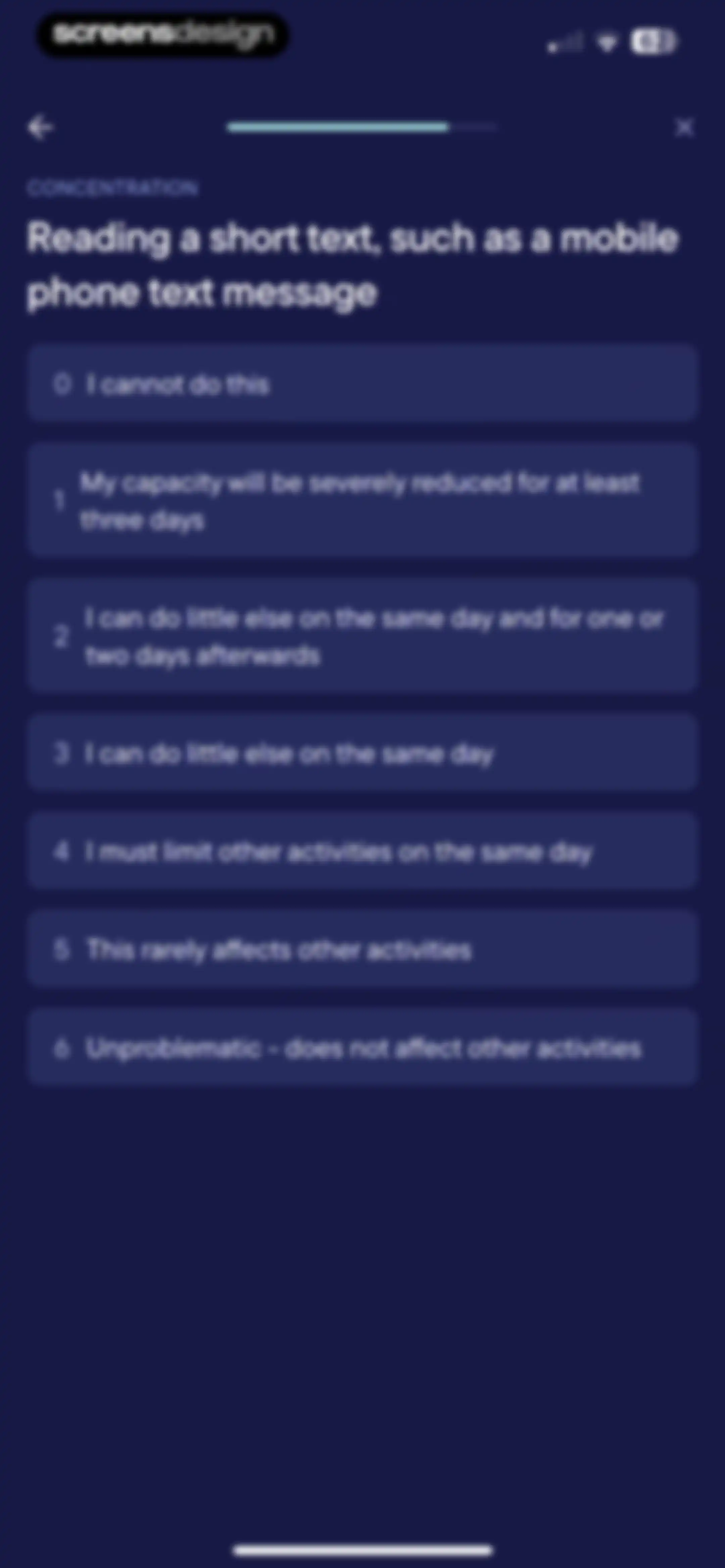Visible: Pacing for illness screen 83