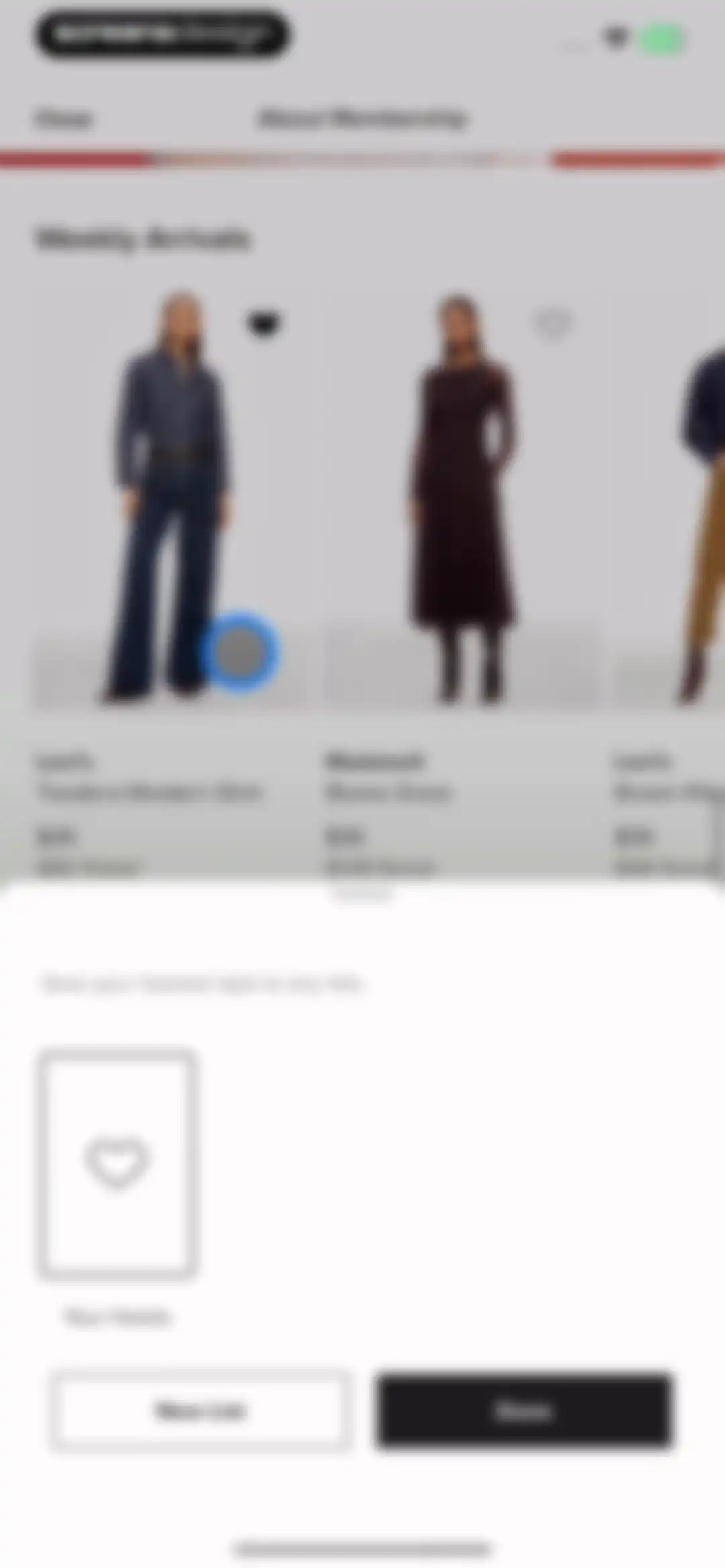 Rent the Runway (RTR) screen 13