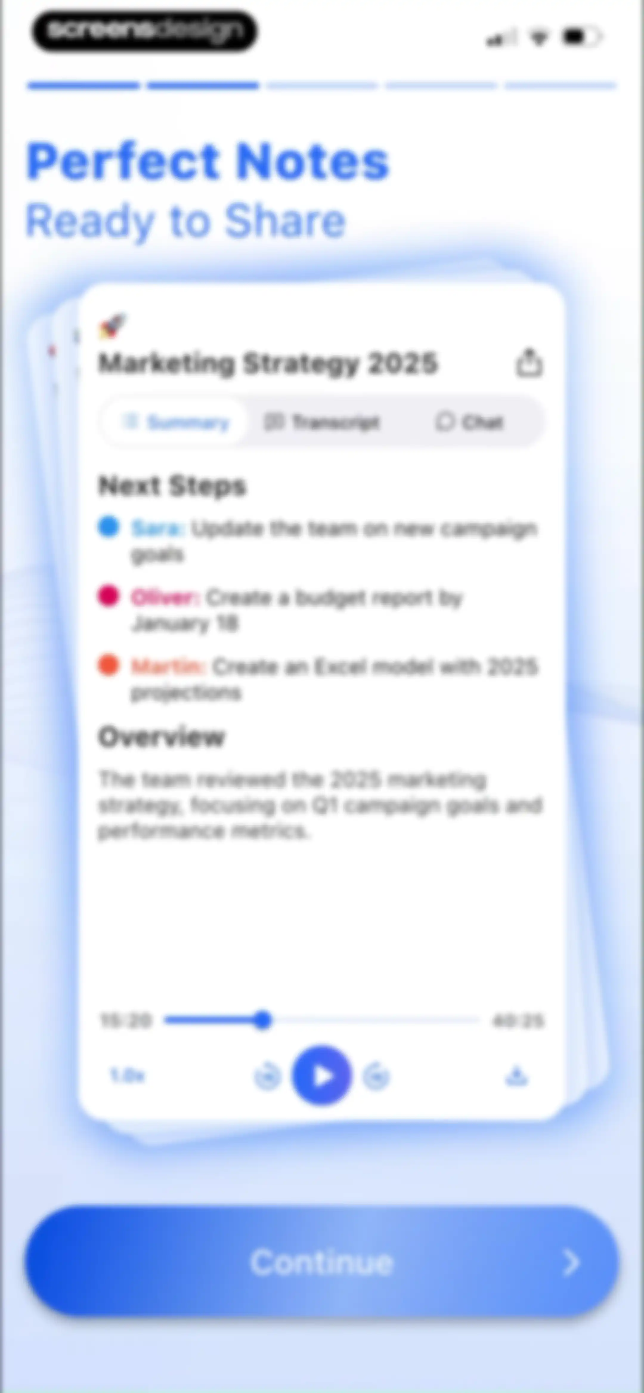 Summary - AI Note Taker screen 17