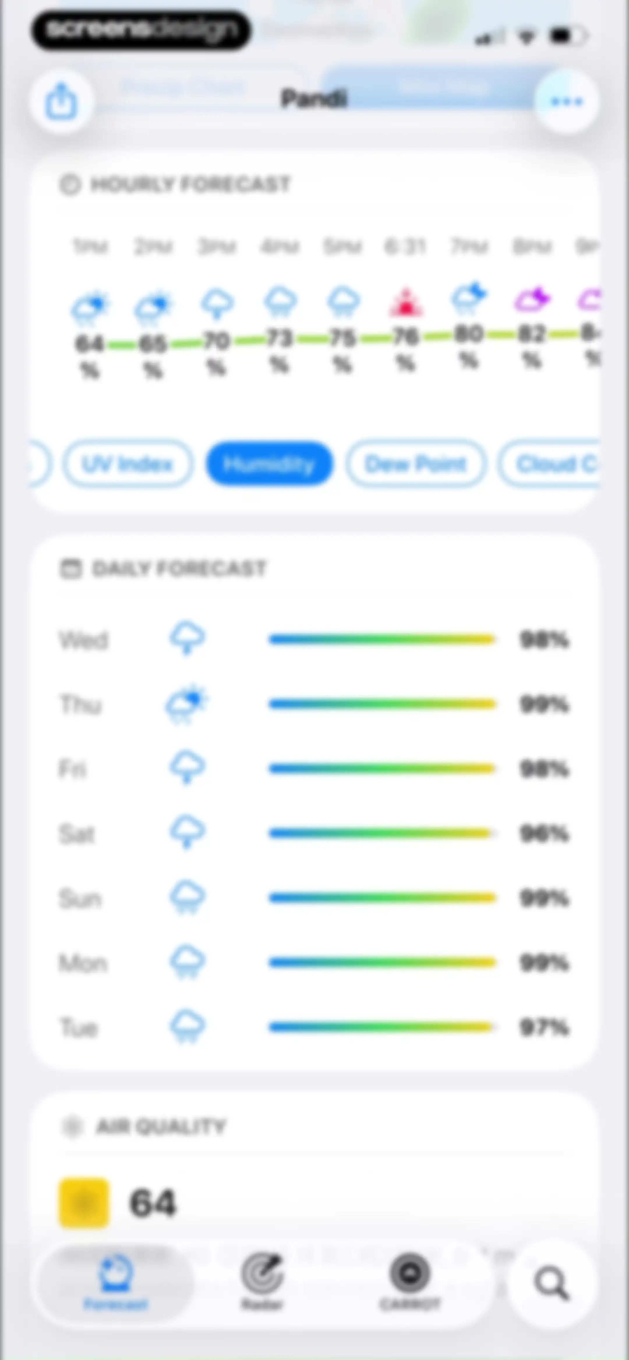 CARROT Weather: Alerts & Radar screen 54