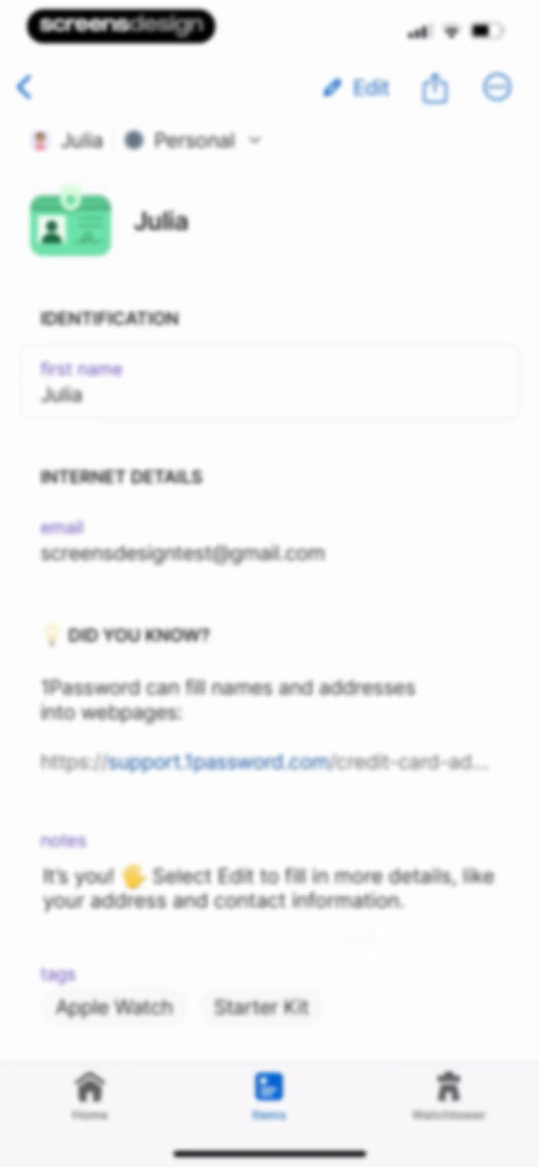 1Password: Password Manager screen 106