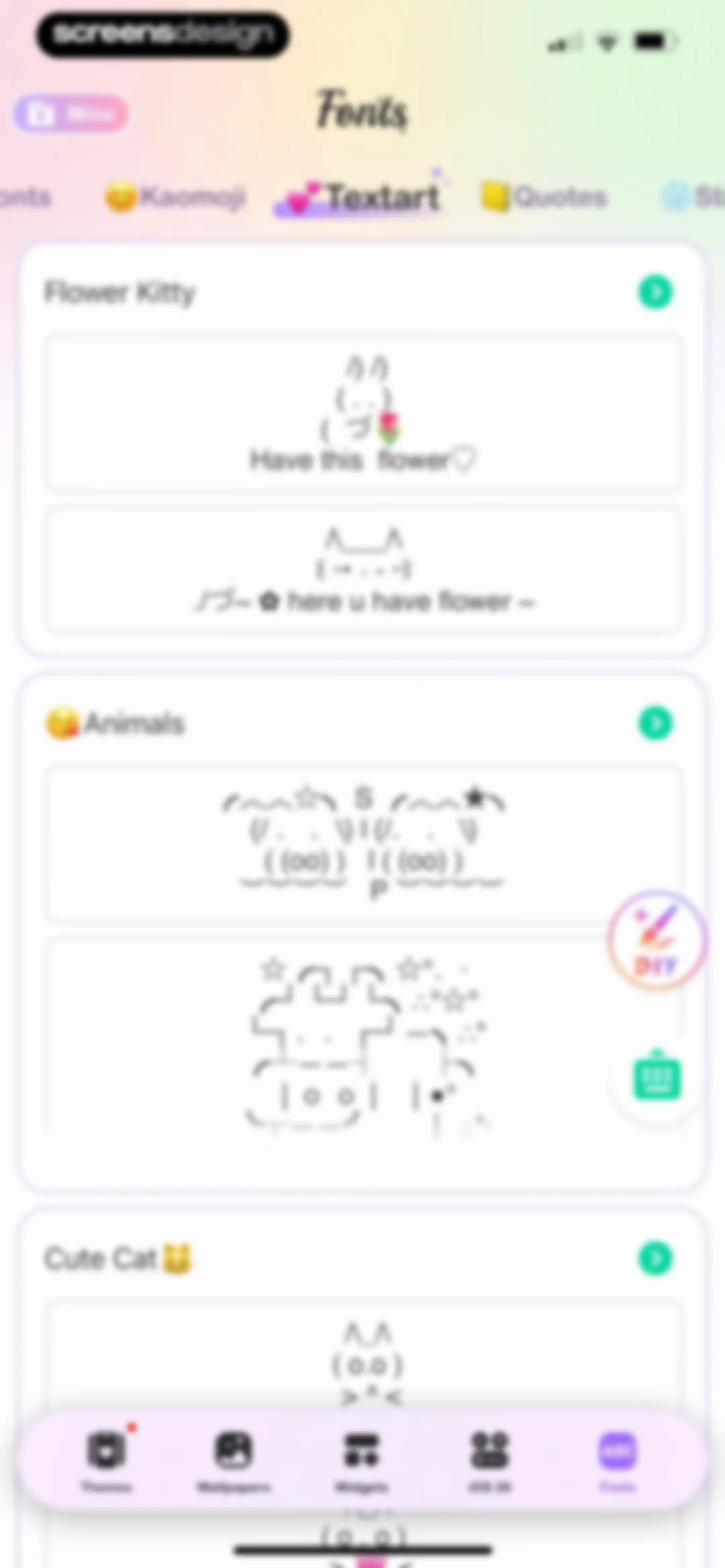 Cool Themes & Fonts: Cute Text screen 120