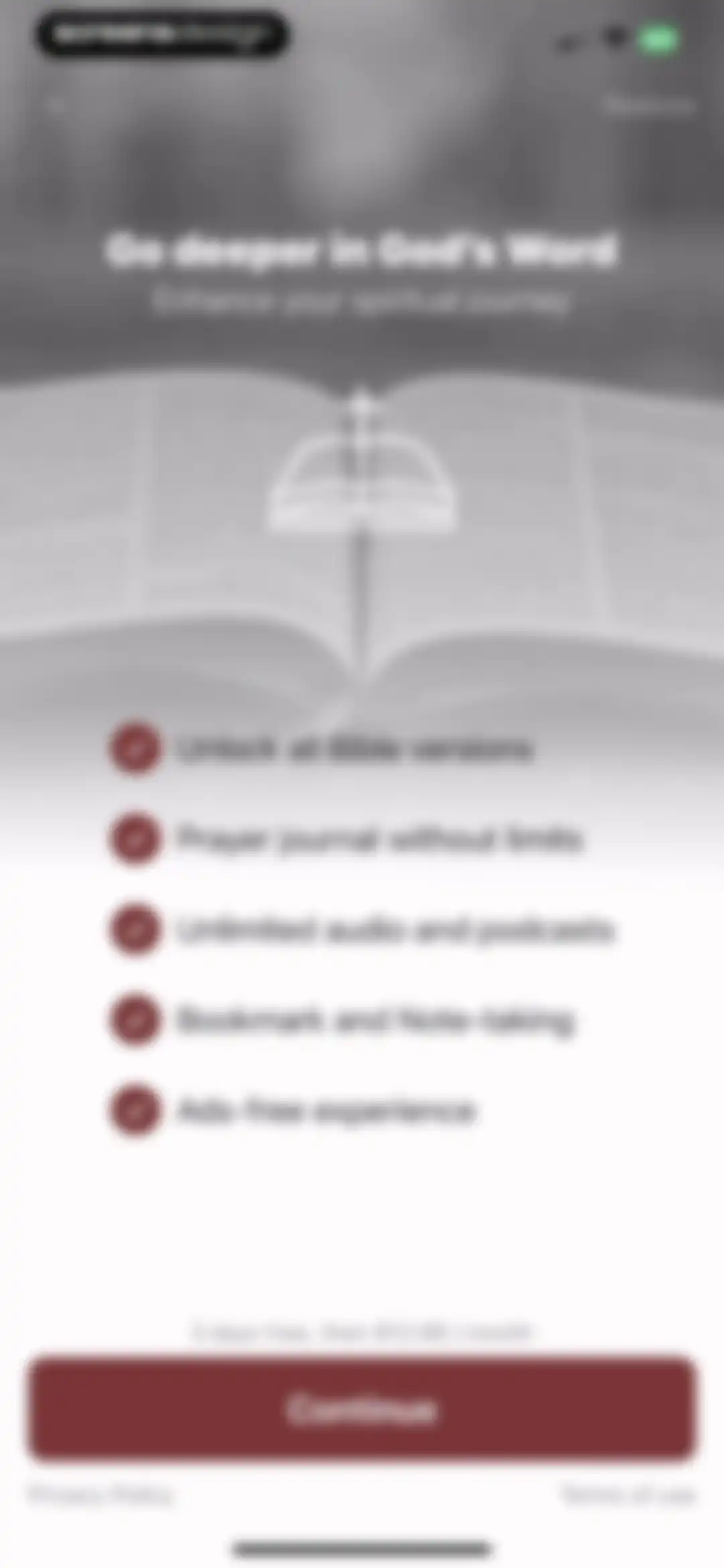 Bible · Audio Study Offline screen 3