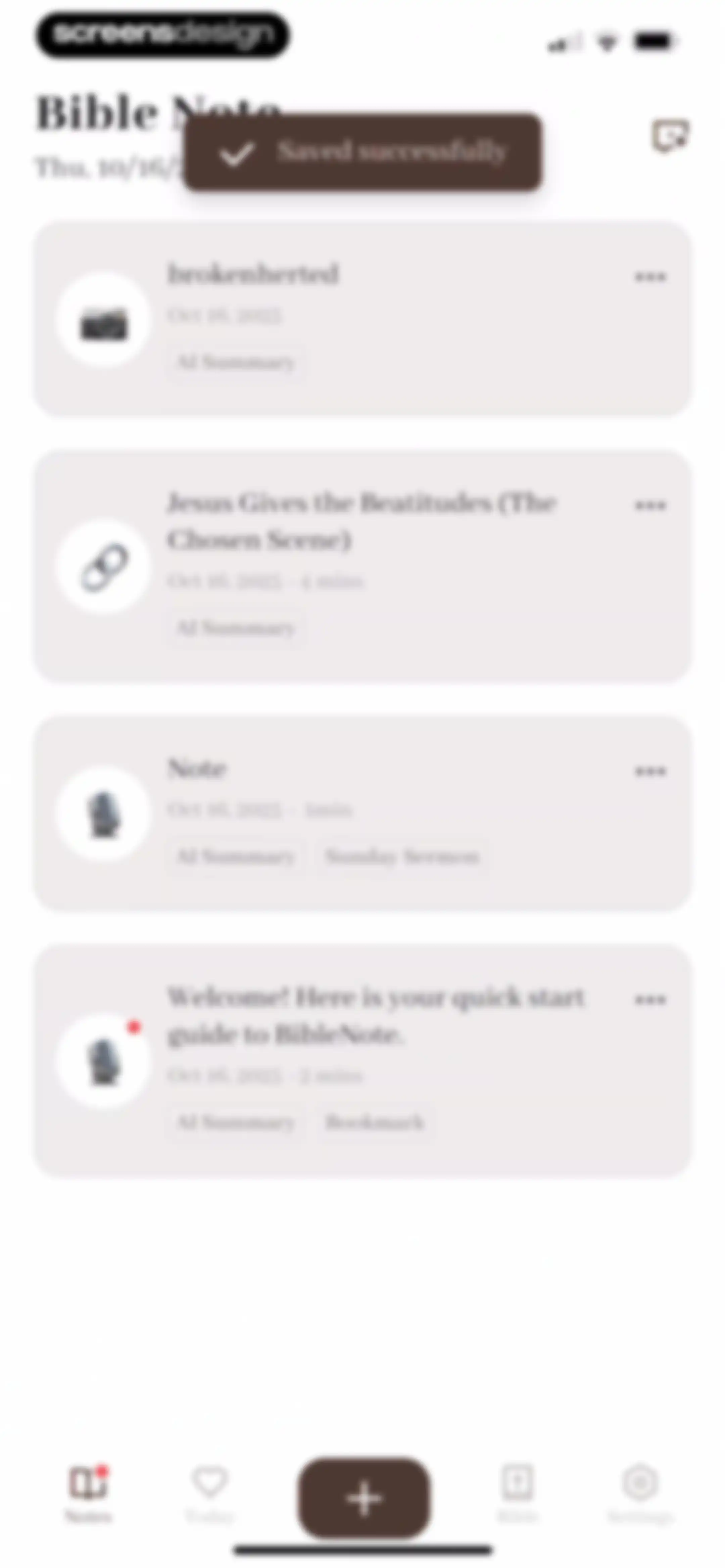 Bible Note: Sermon Notes screen 62