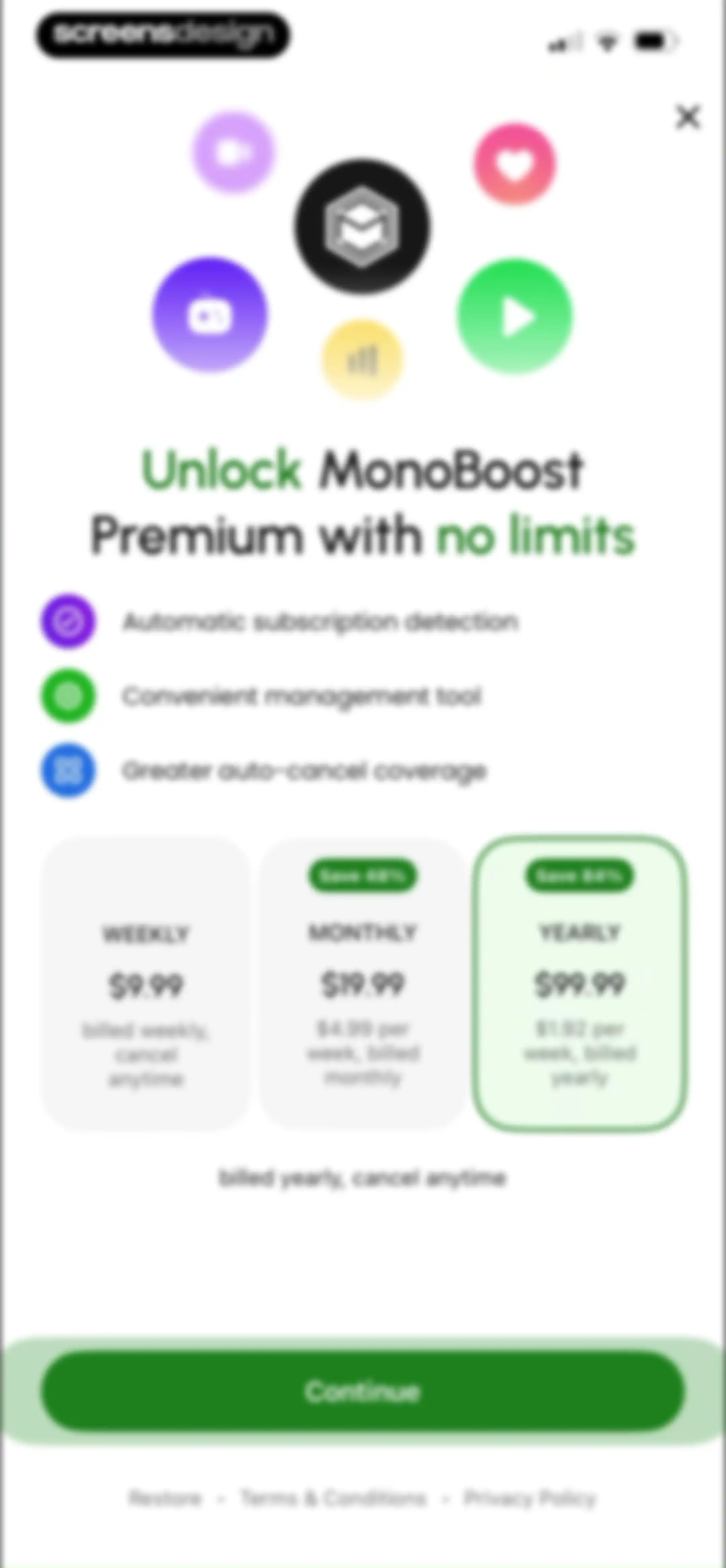 MonoBoost Cancel Subscriptions screen 34