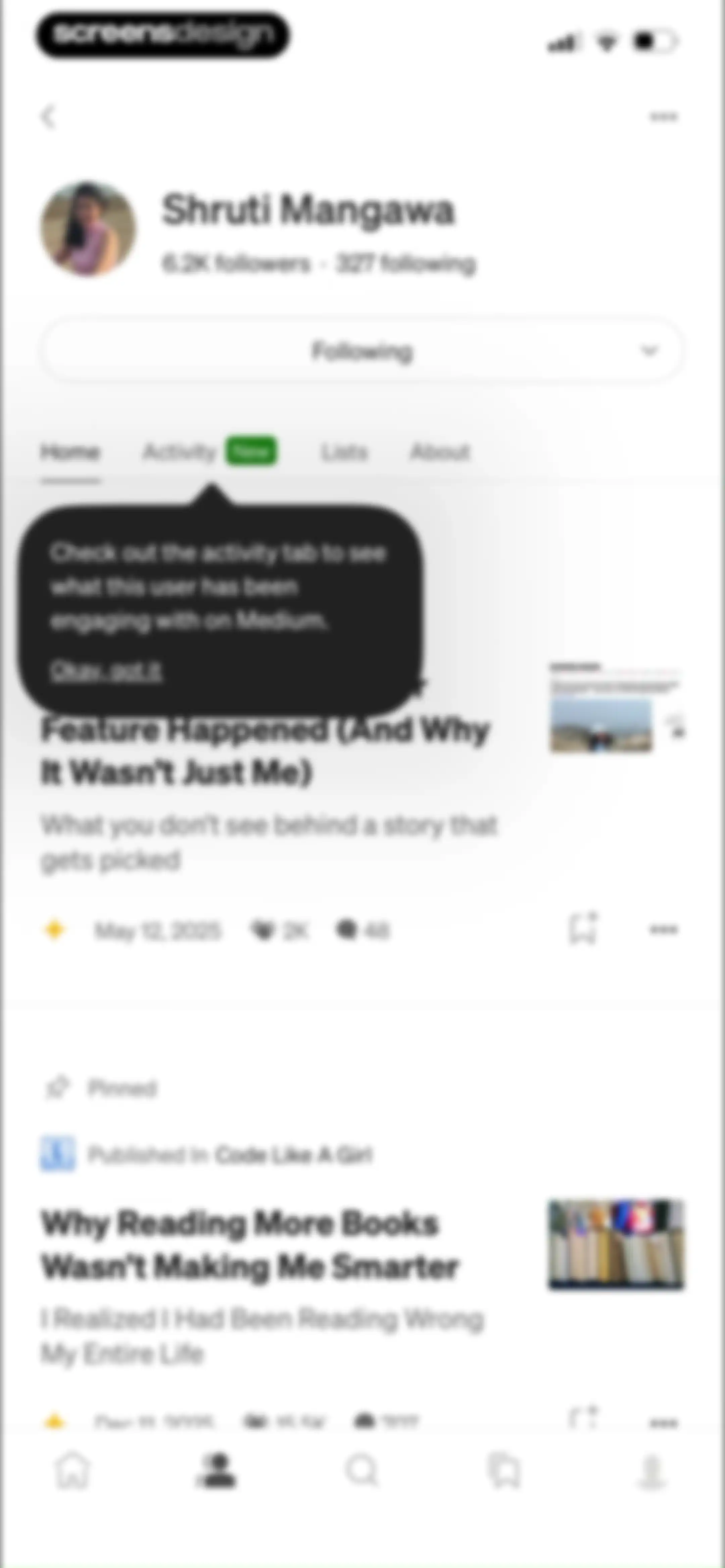 Medium: Read & Write Stories screen 60