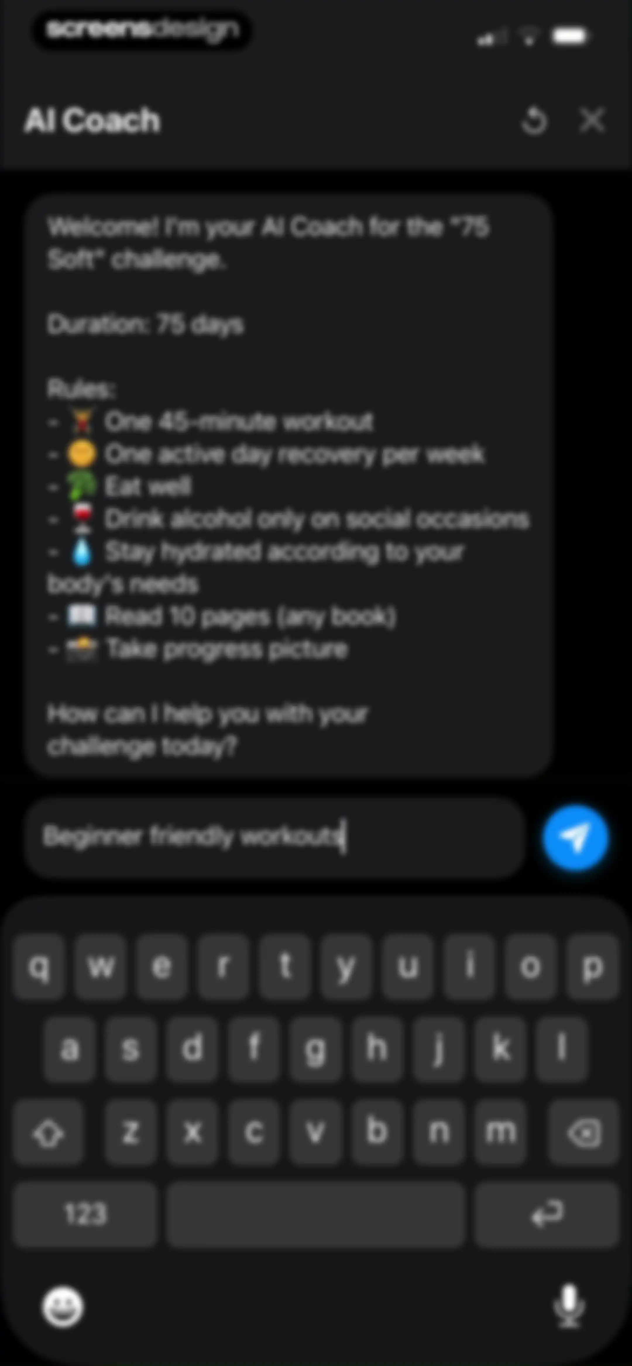 75 Days Challenge Tough & Soft screen 62