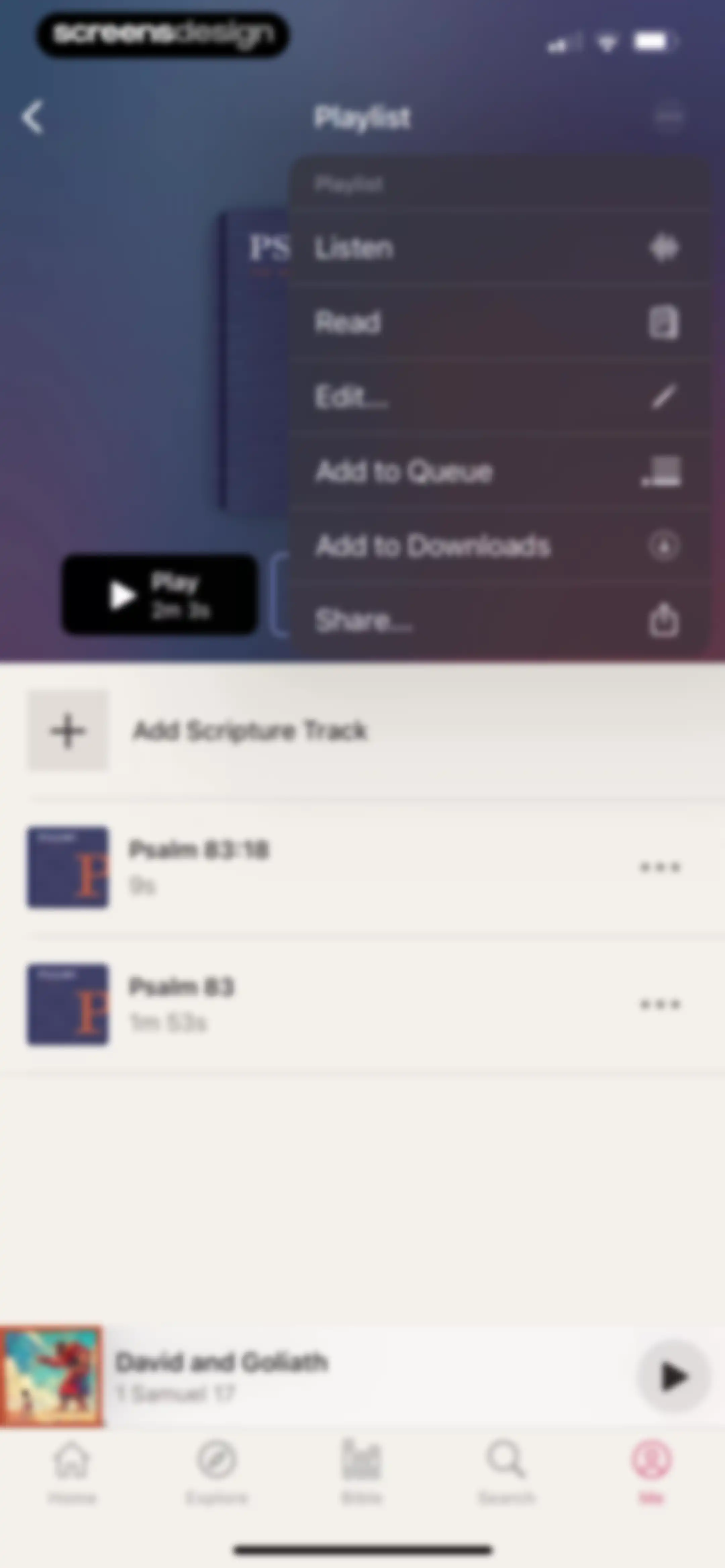 Dwell: Audio Bible screen 103