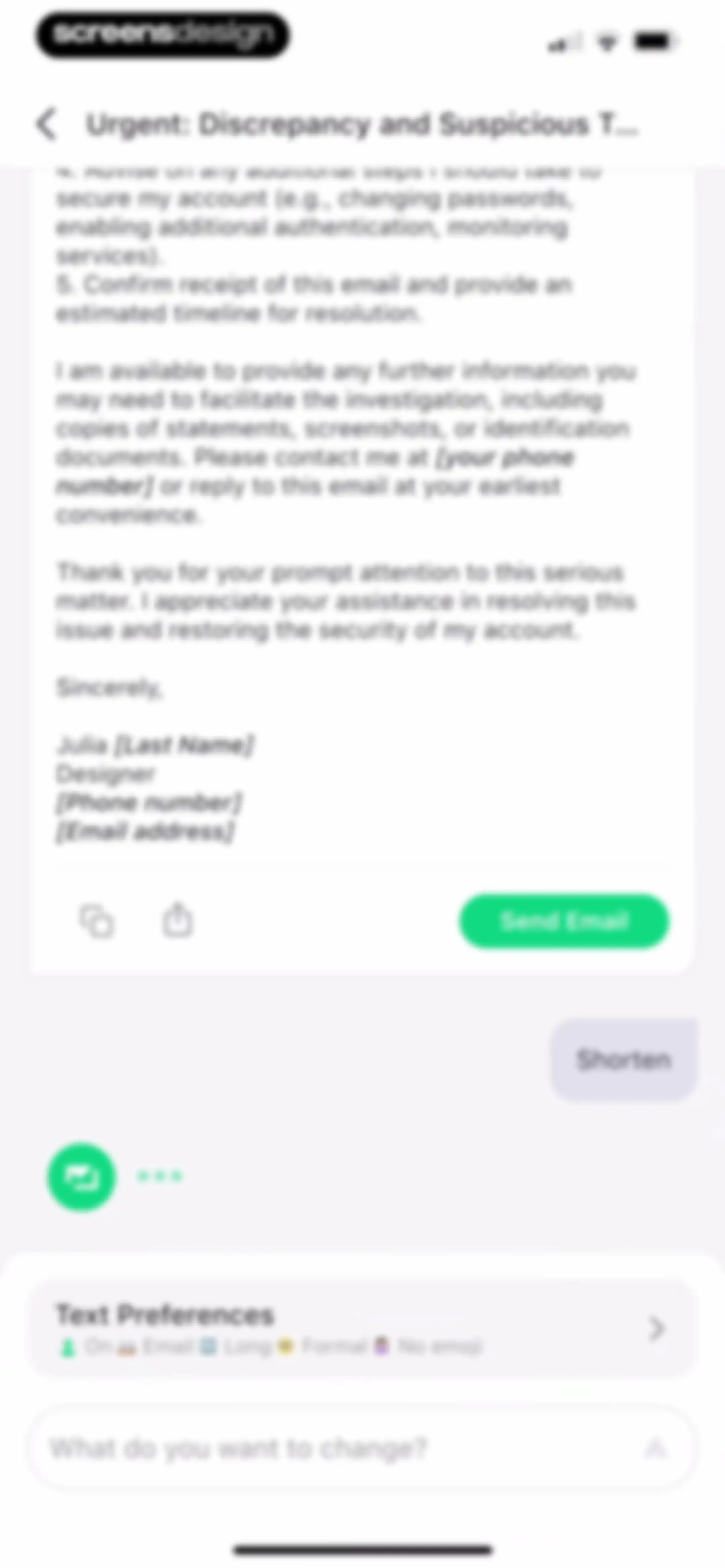 Friday AI Email Writer screen 33
