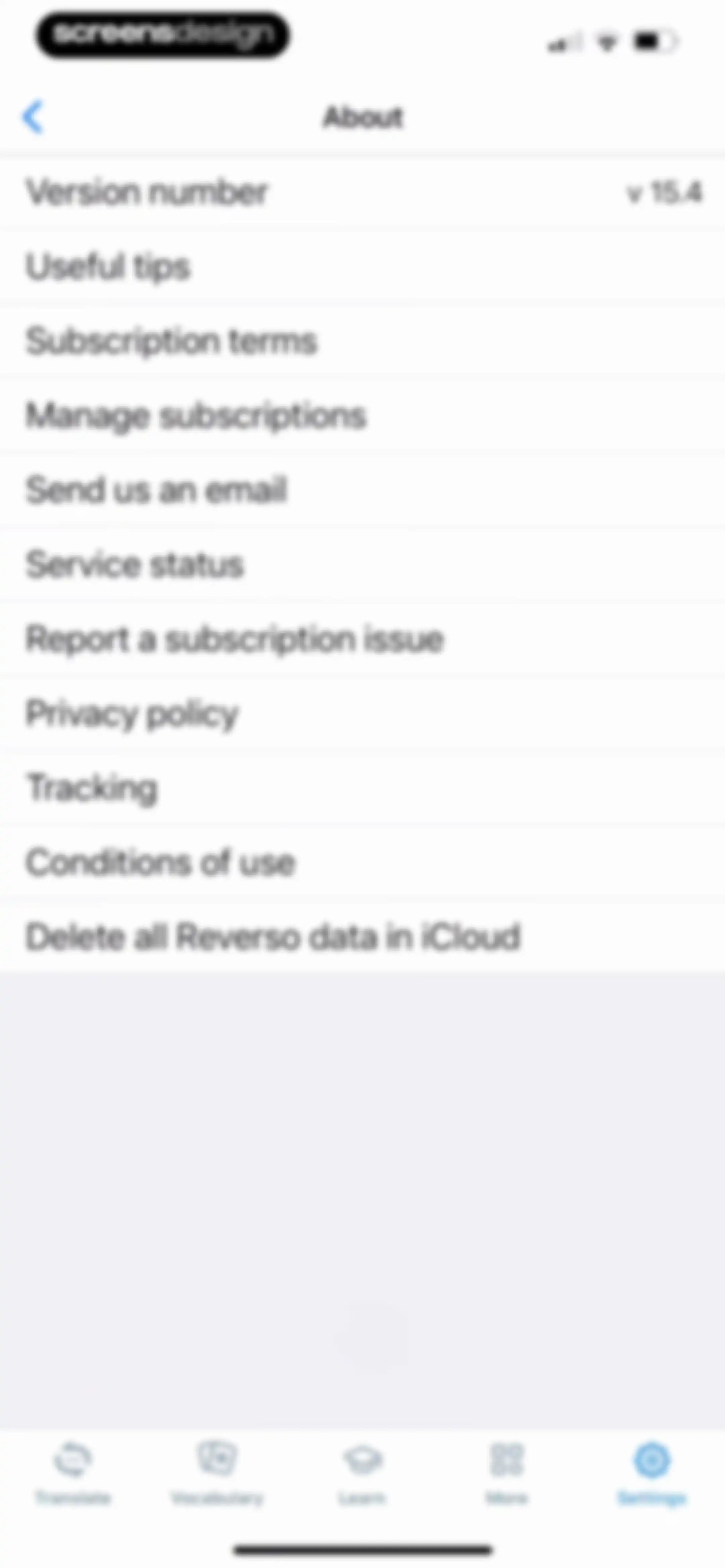 Reverso translate and learn screen 154