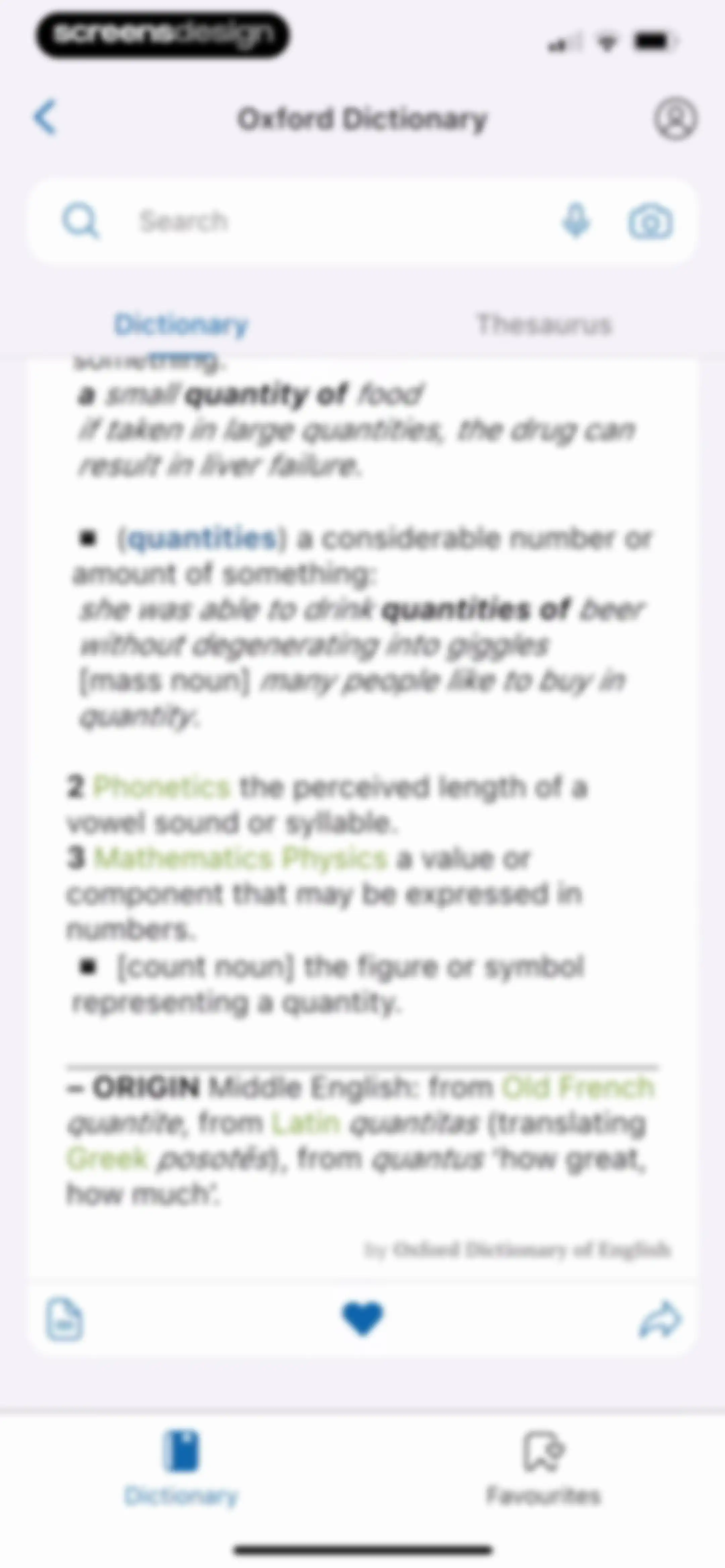 Oxford Dictionary & Thesaurus screen 33