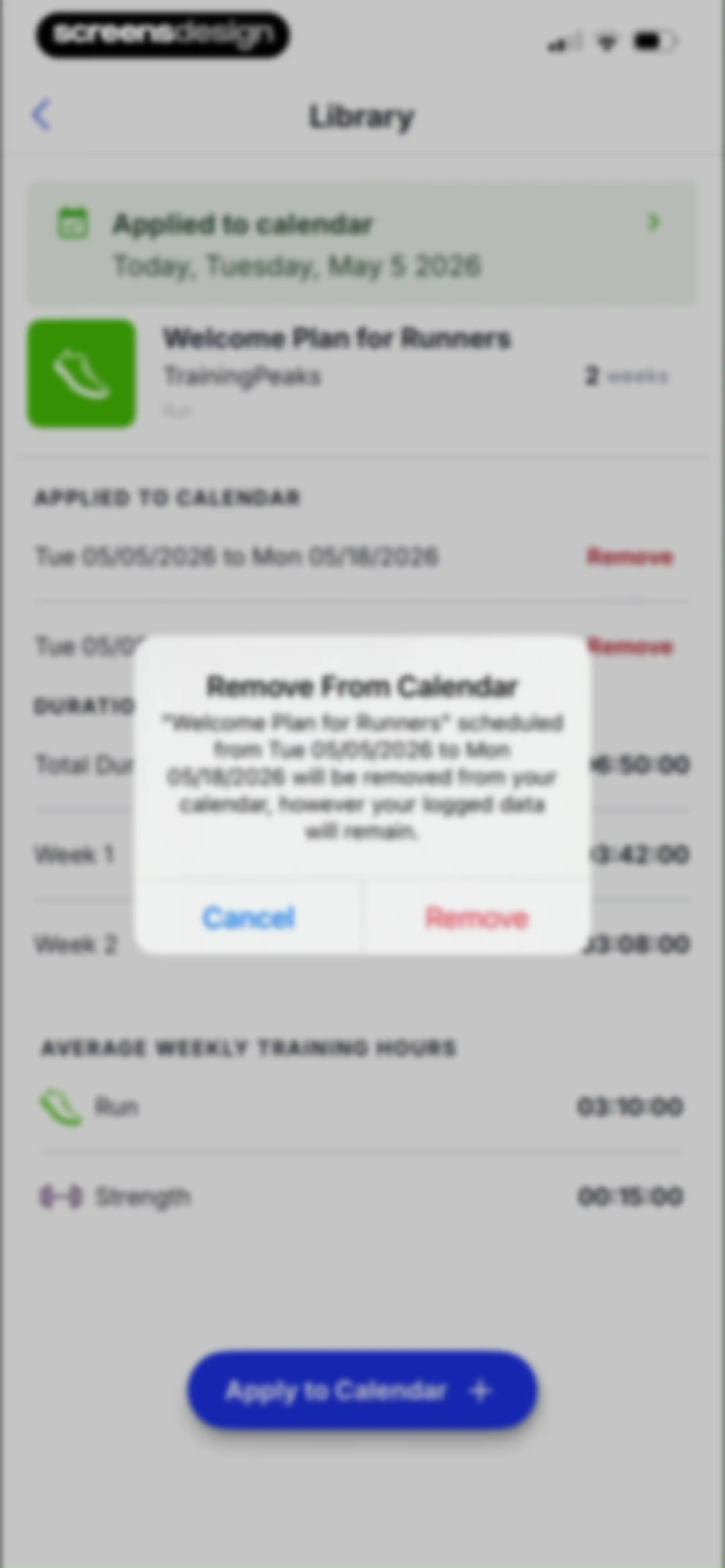 TrainingPeaks: Plan Train Lift screen 102