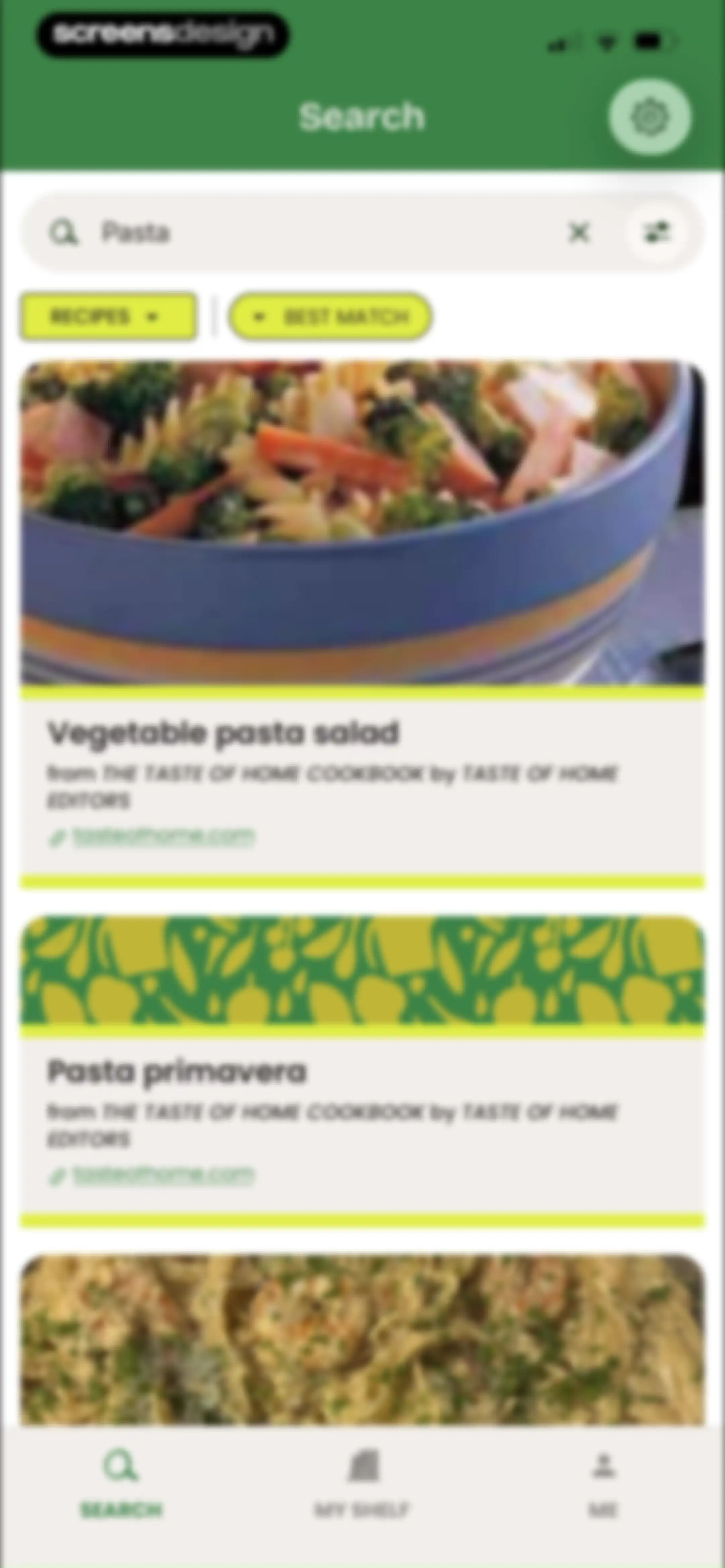 CookShelf: Search Cookbooks screen 86