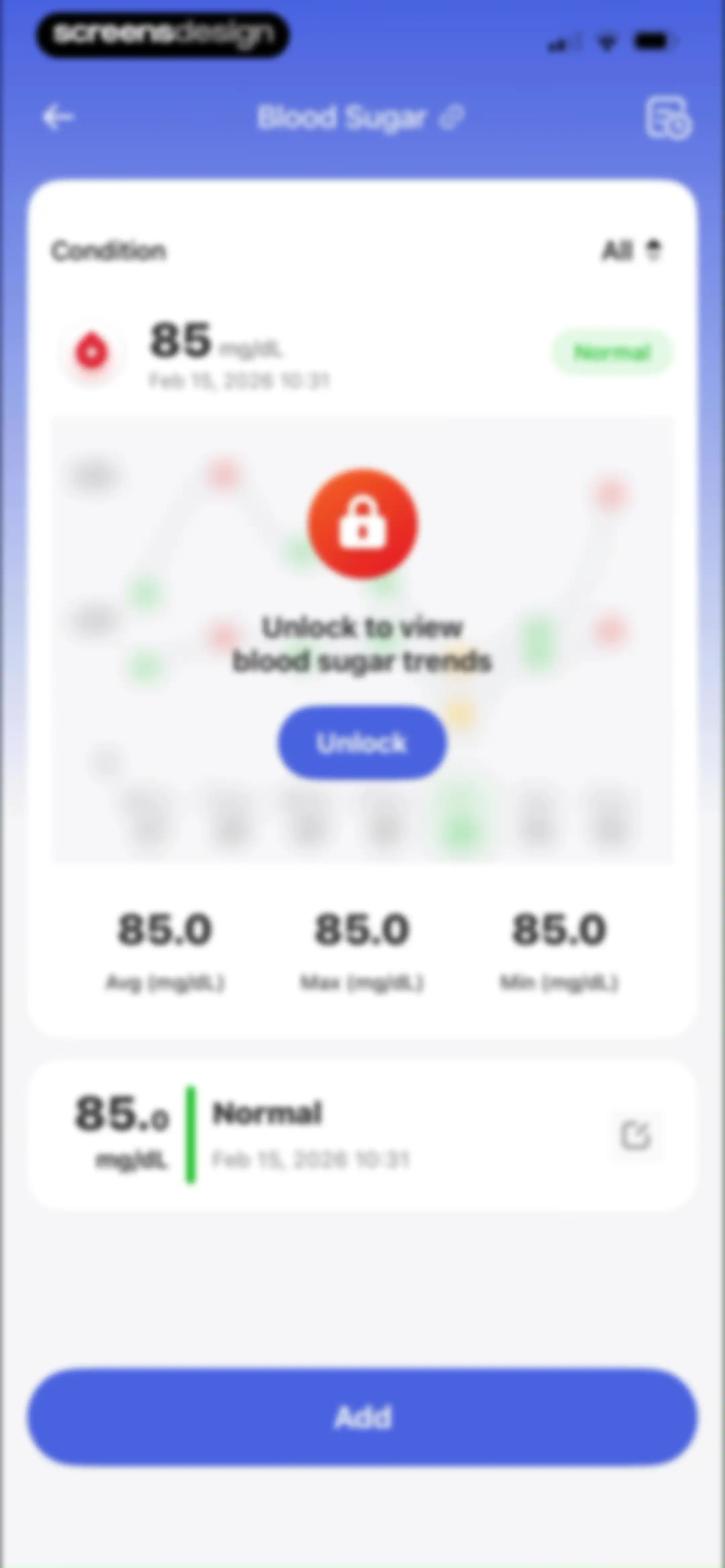 Health Tracker- HeartRate & BP screen 47
