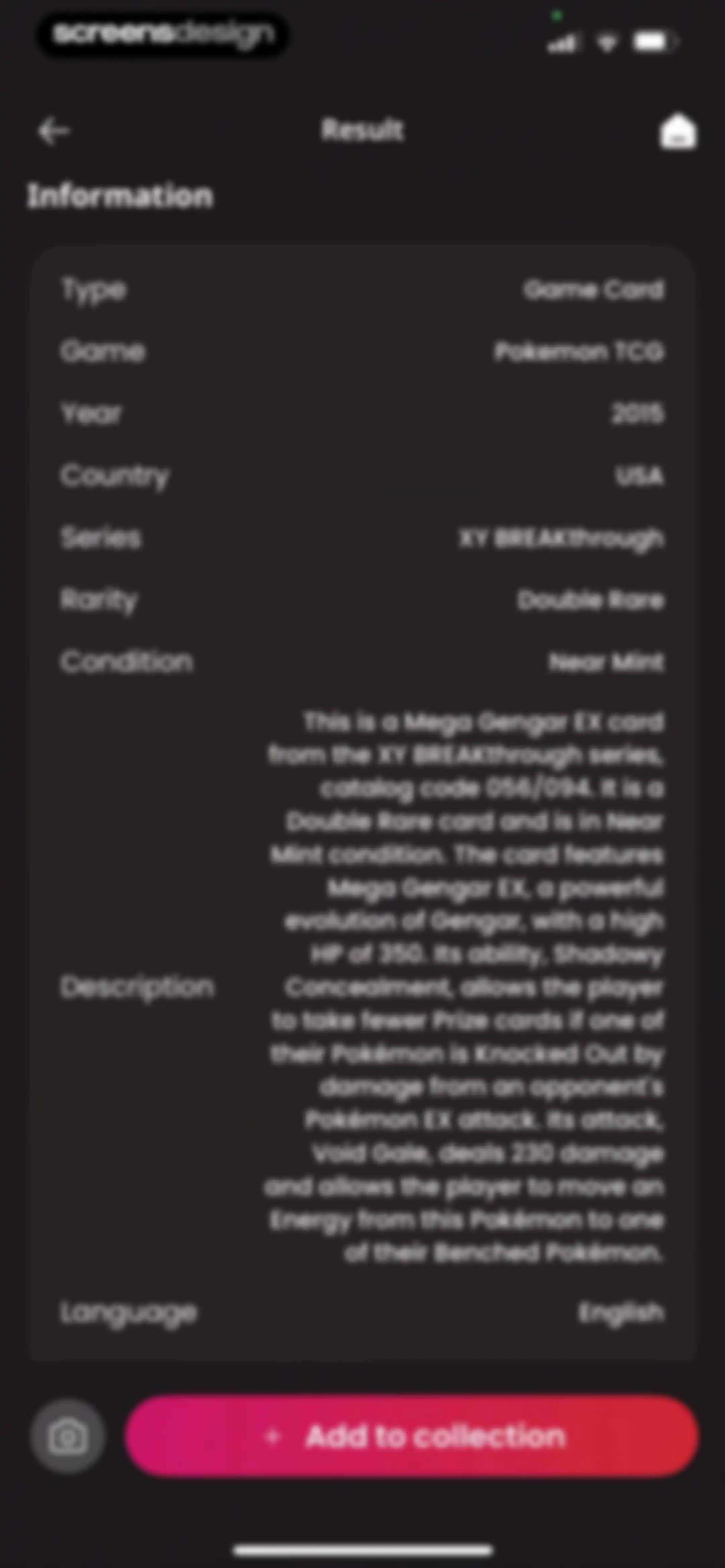 TCG Card Identifier Value screen 22