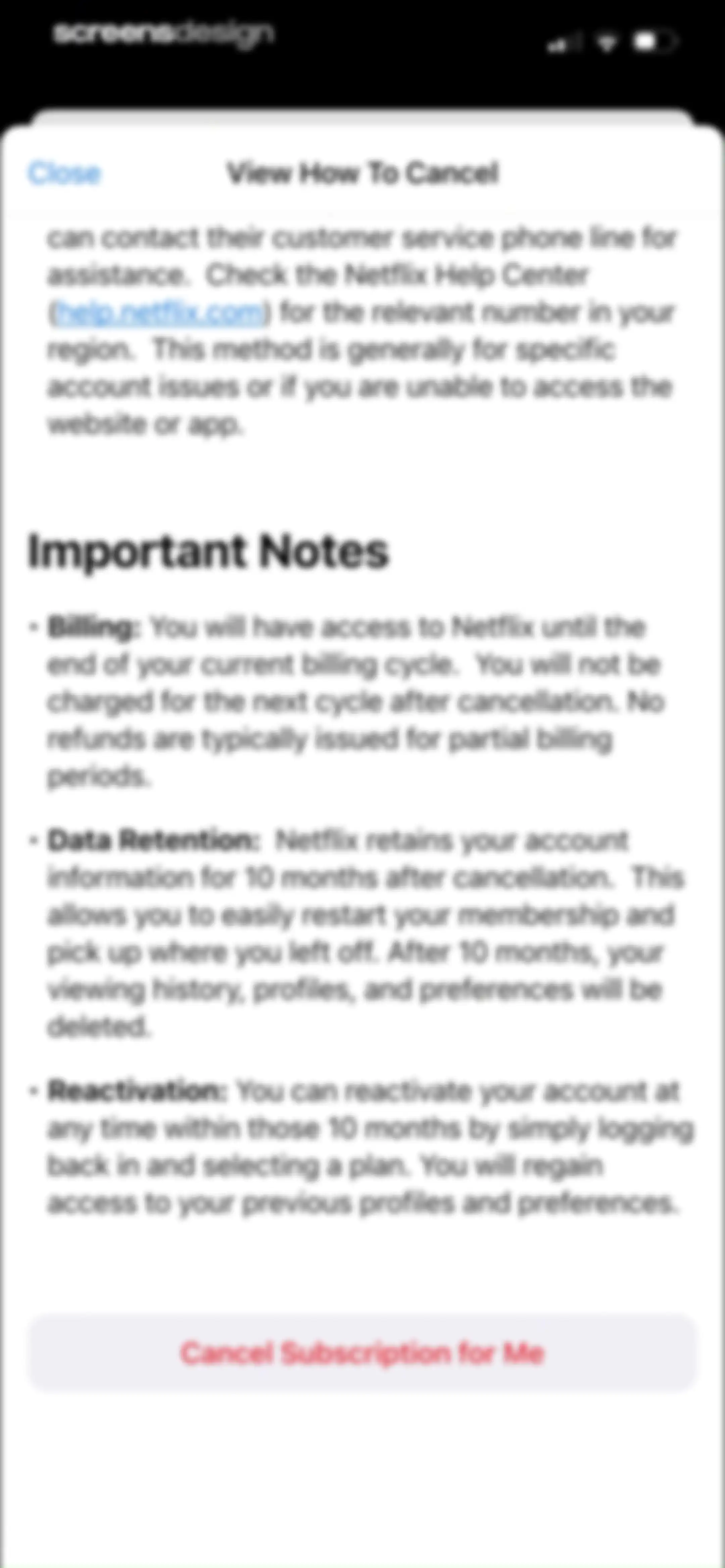 Feenko: Cancel Subscription screen 49