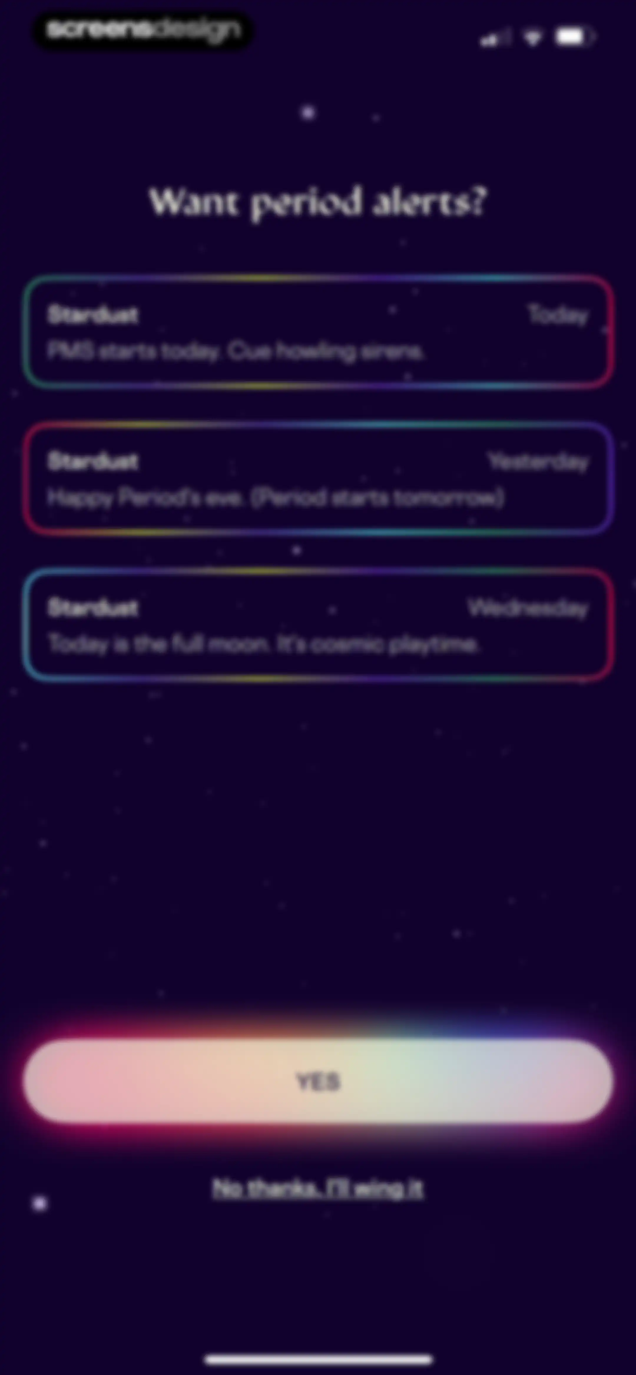 Stardust Period Tracker screen 17