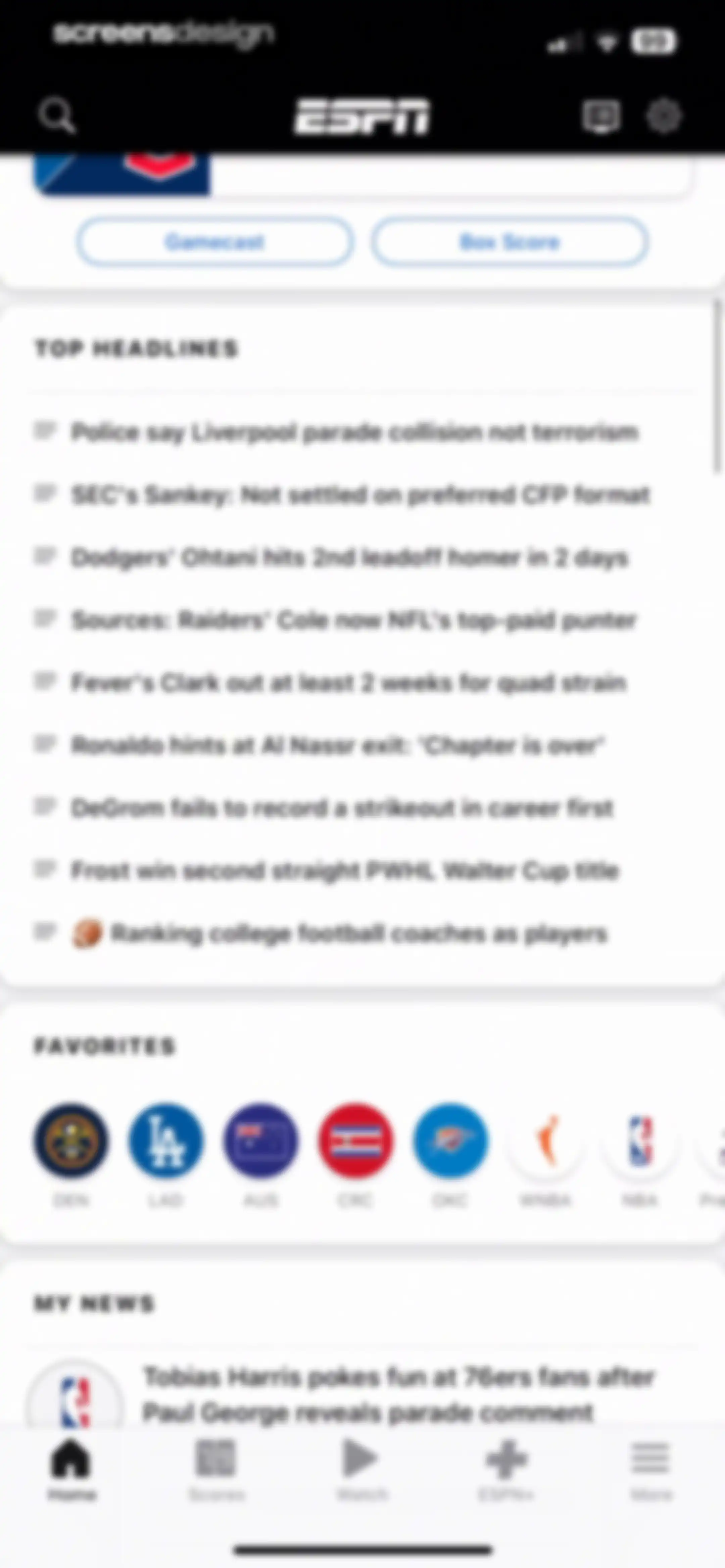 ESPN: Live Sports & Scores screen 57