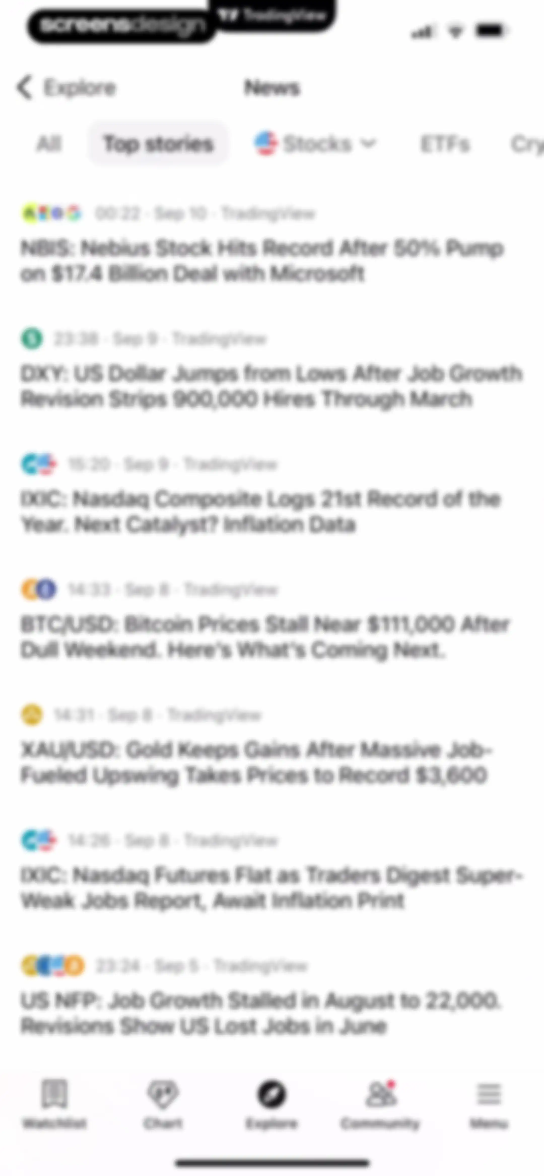 TradingView: Track All Markets screen 203