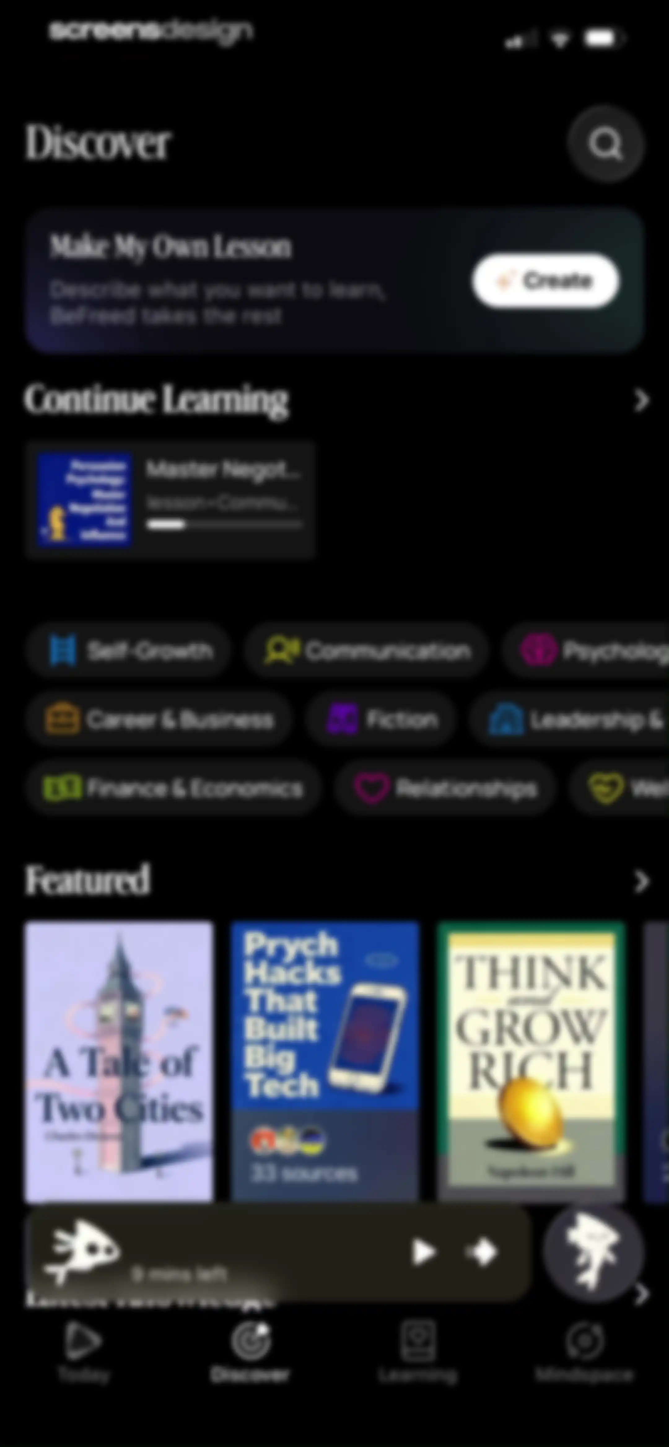 BeFreed: Personalized Learning screen 99