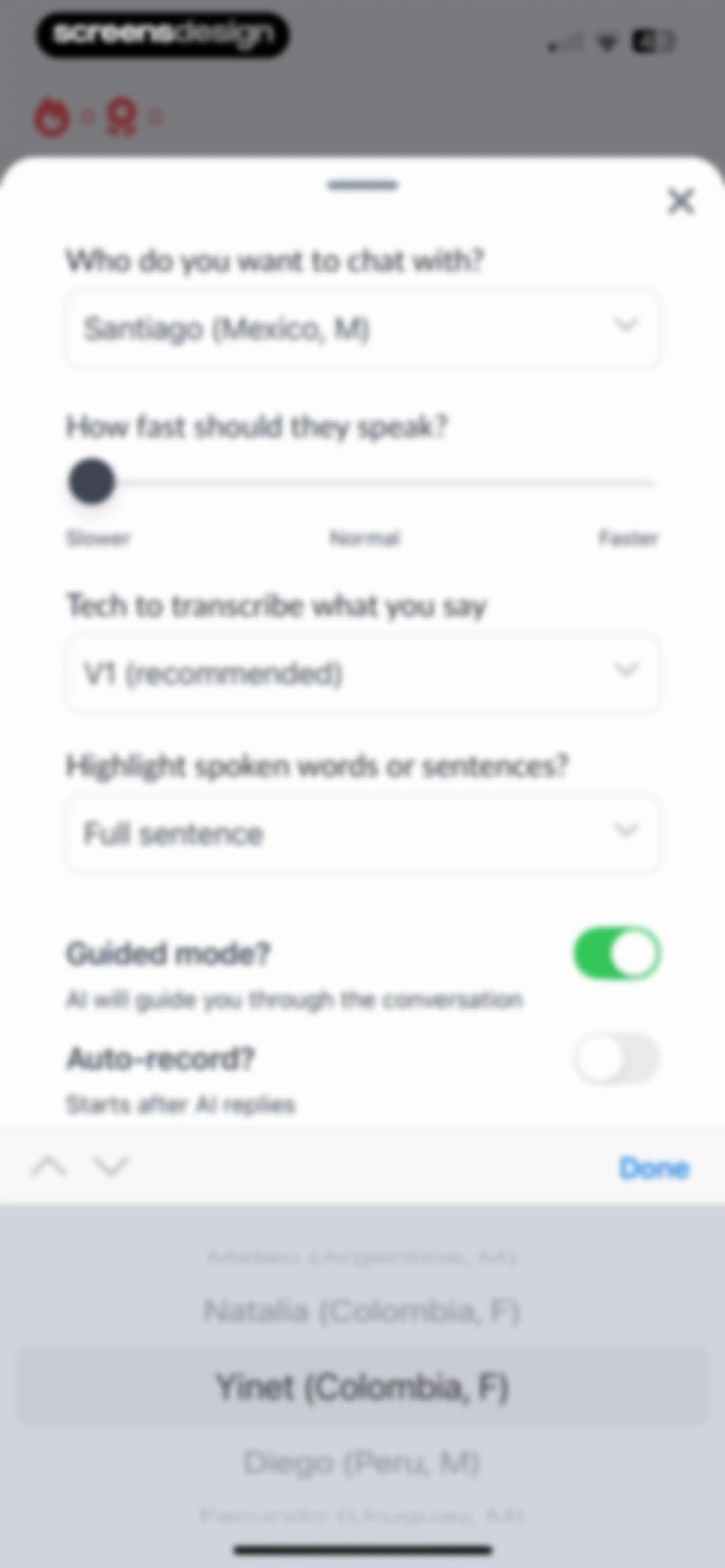 Langua: AI language learning screen 29
