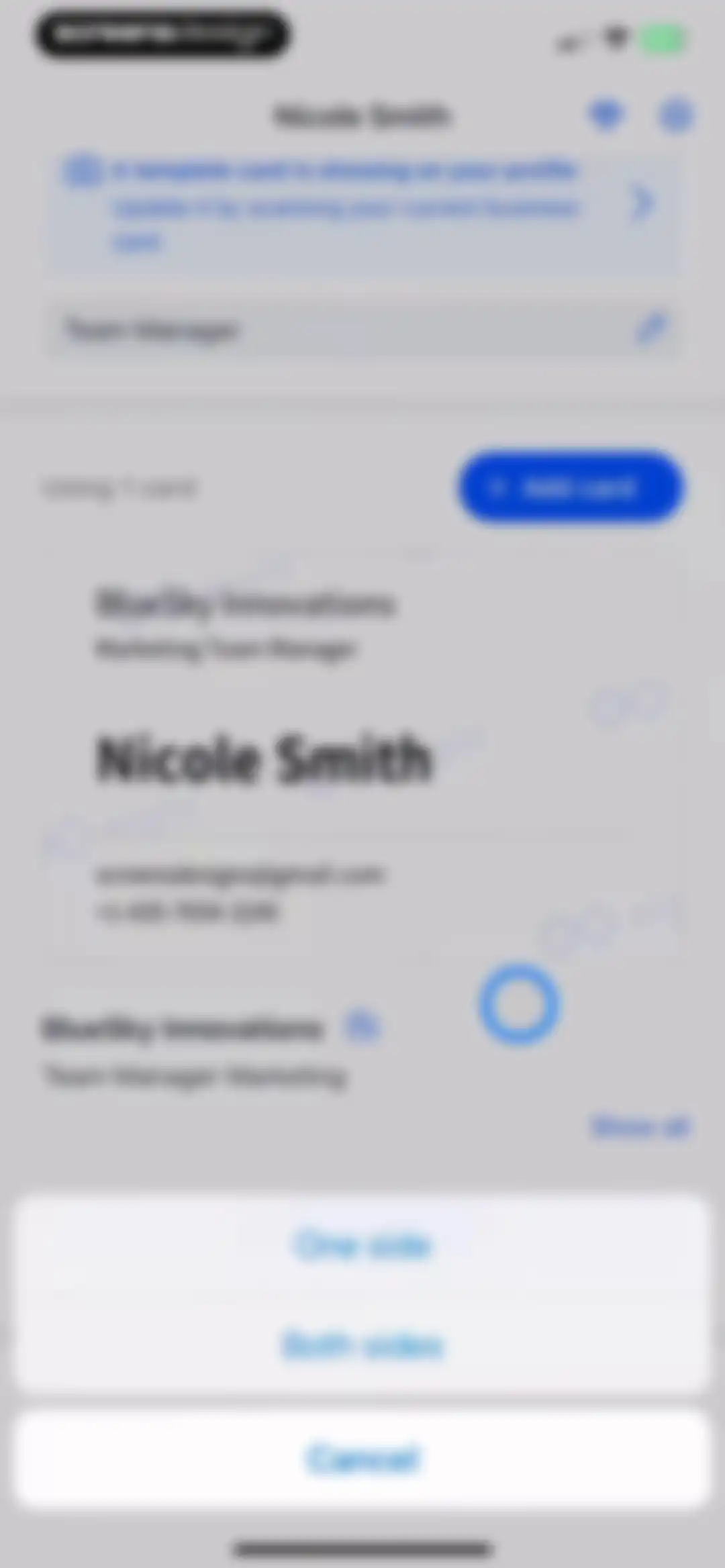 Eight: Business Card Manager screen 44