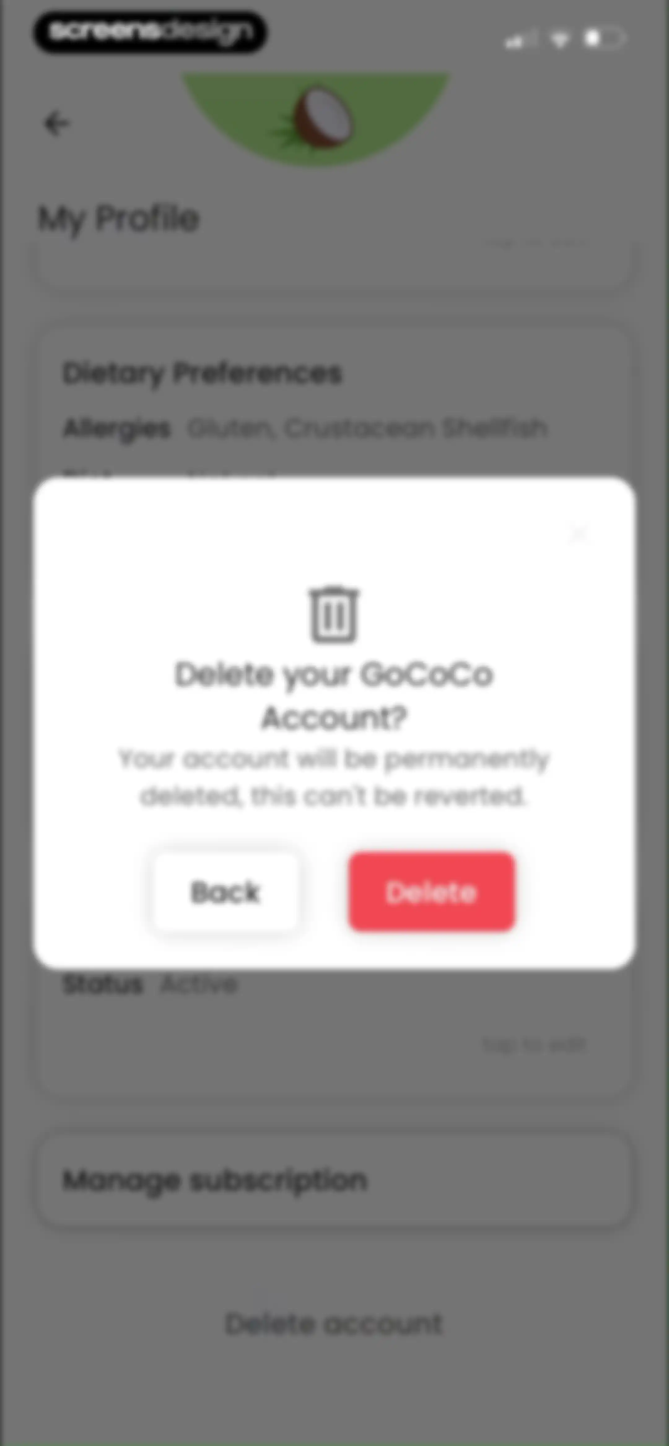 Diabetes food tracker - Gococo screen 150