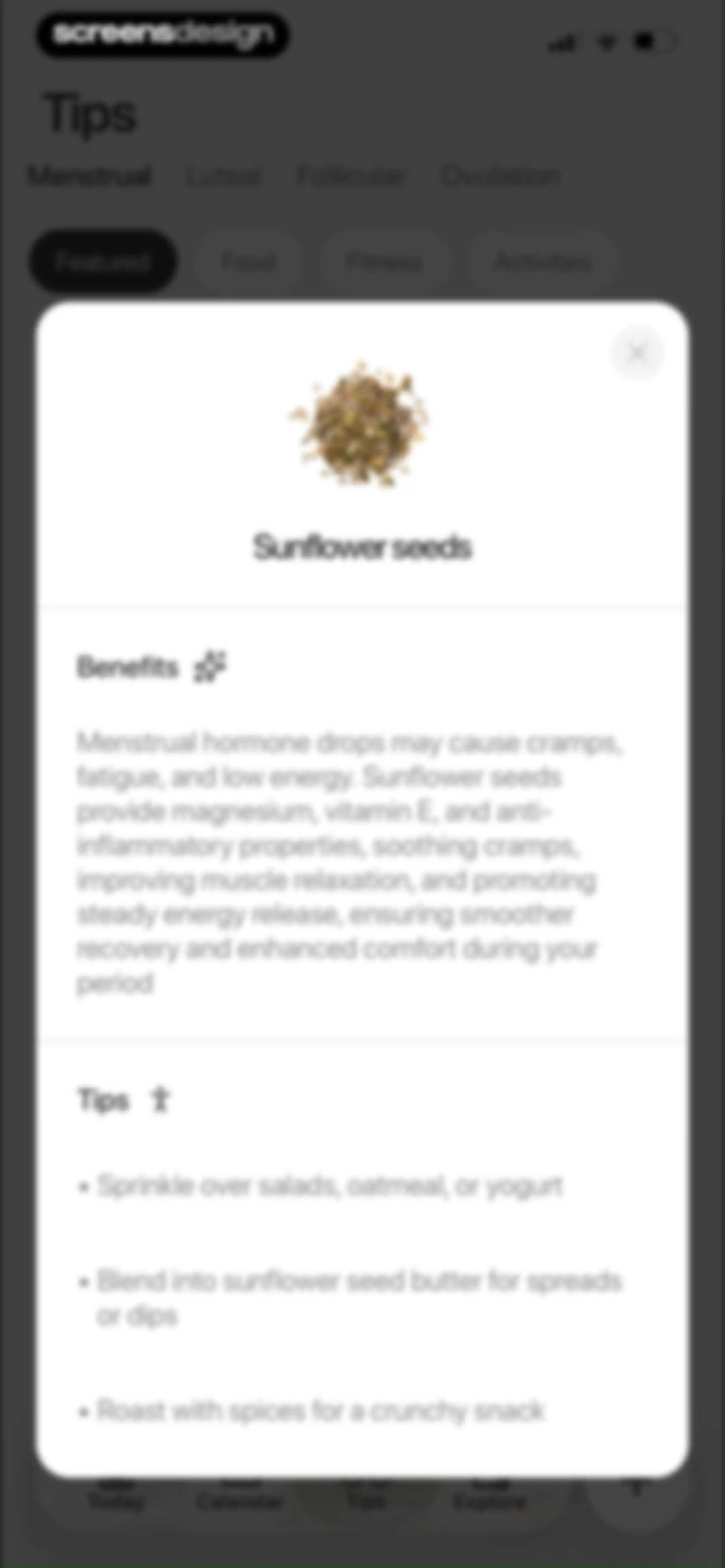 Harmony: Cycle Syncing, Period screen 84