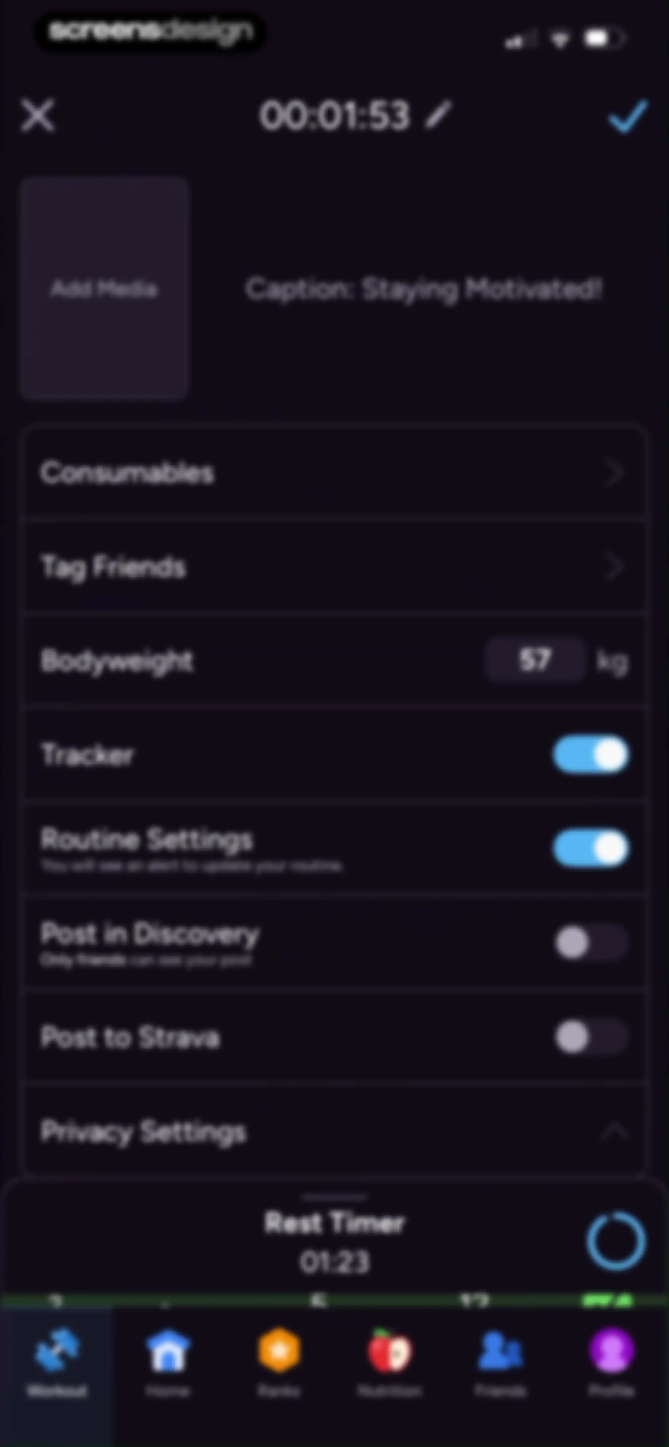 Liftoff - Ranked Gym Workouts screen 125