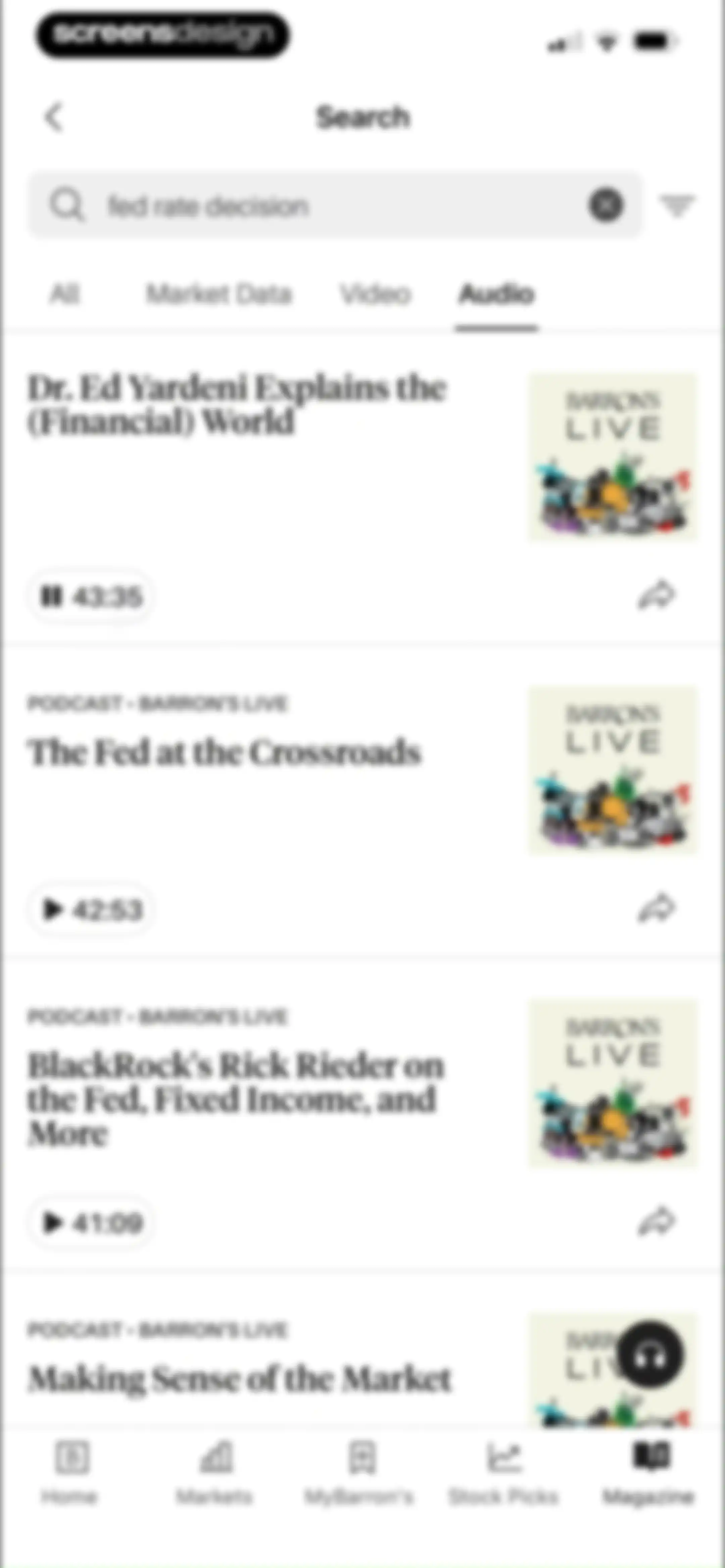 Barron’s - Investing Insights screen 75
