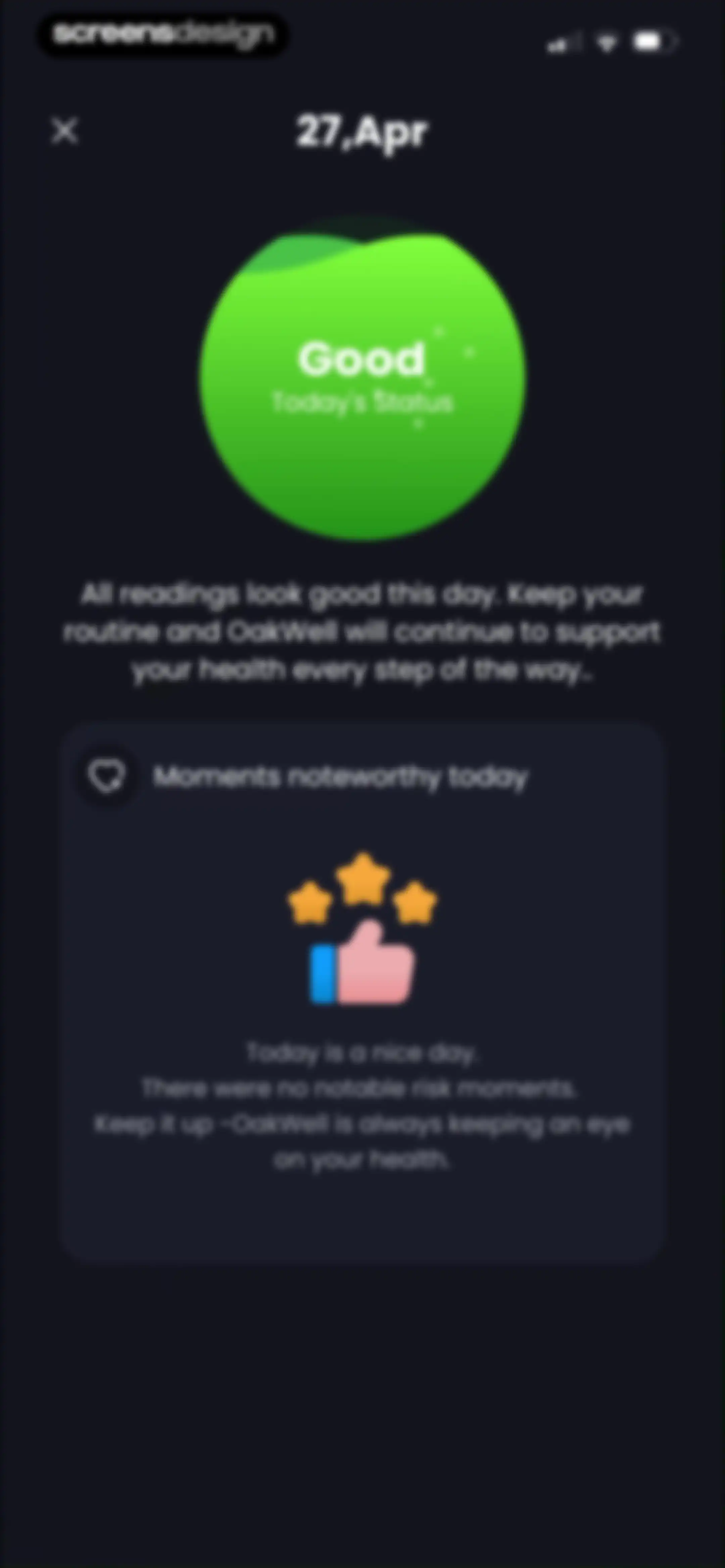 OakWell: Health Guard screen 70