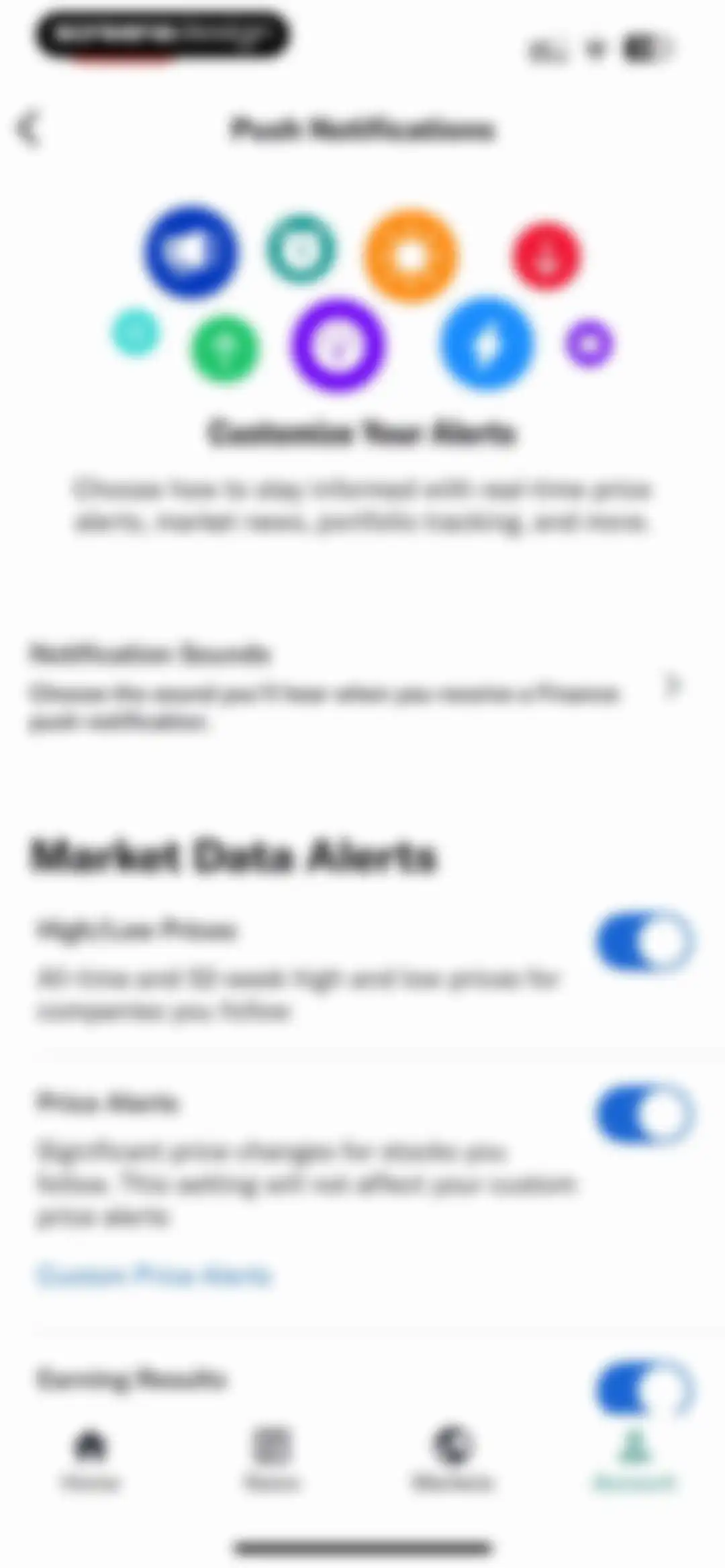 Yahoo Finance: Stocks, Markets screen 185