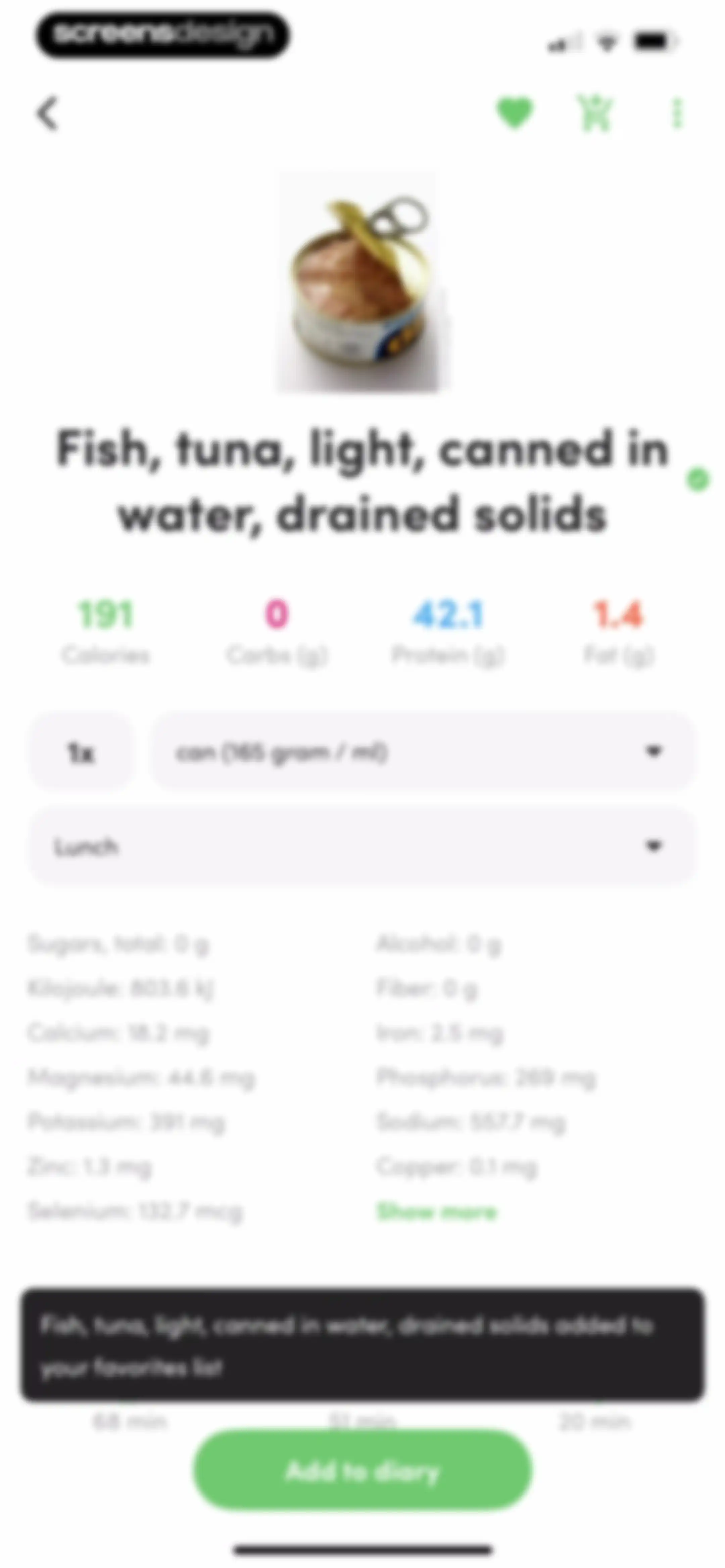 Calories and nutrition tracker screen 48