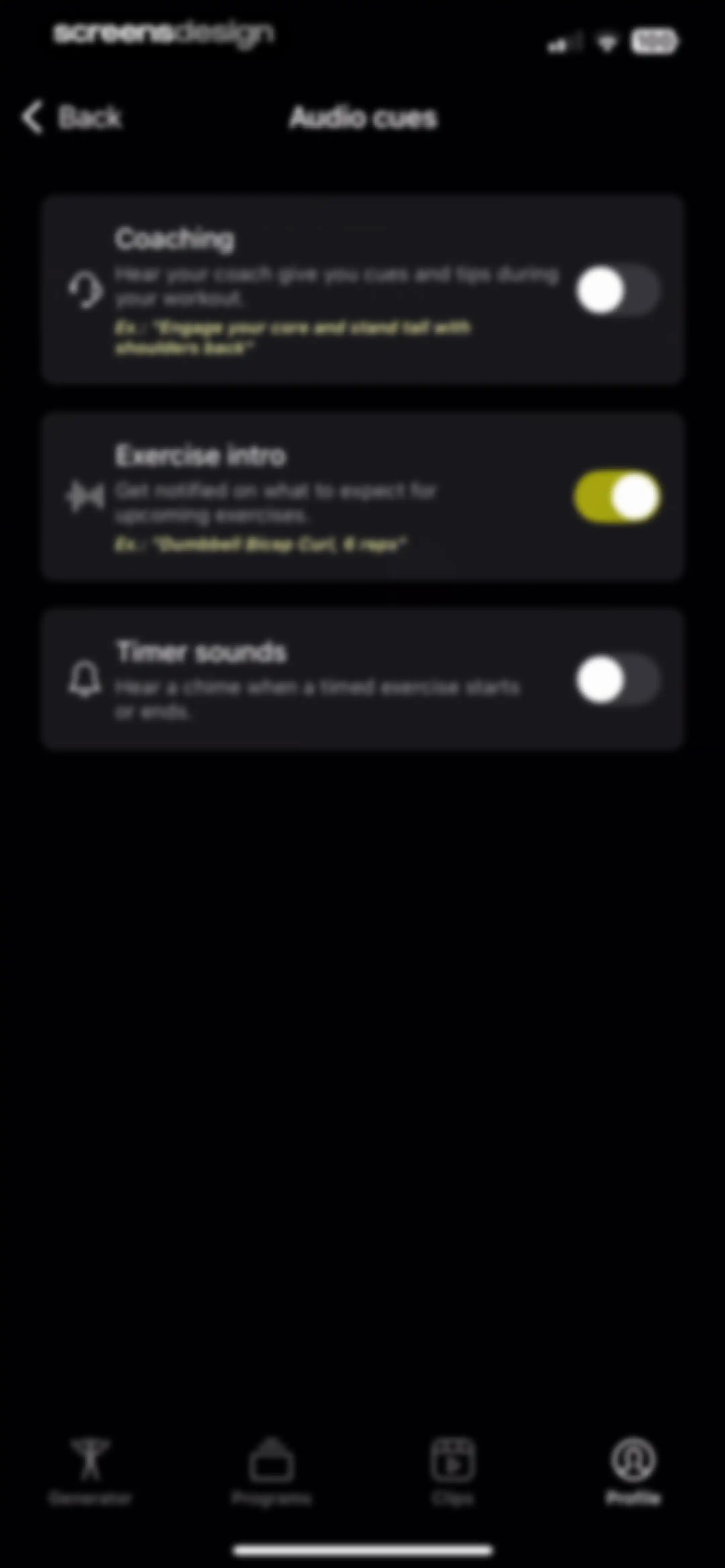 Peloton Strength+ screen 151