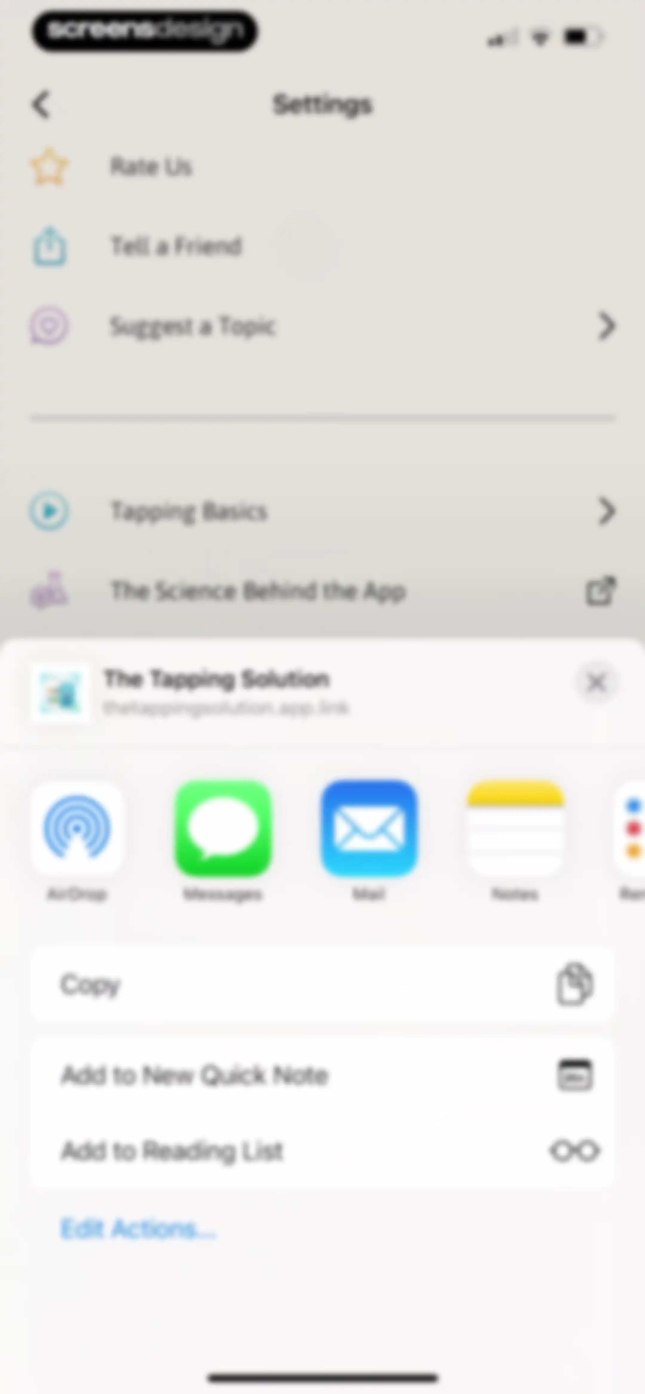 The Tapping Solution screen 108