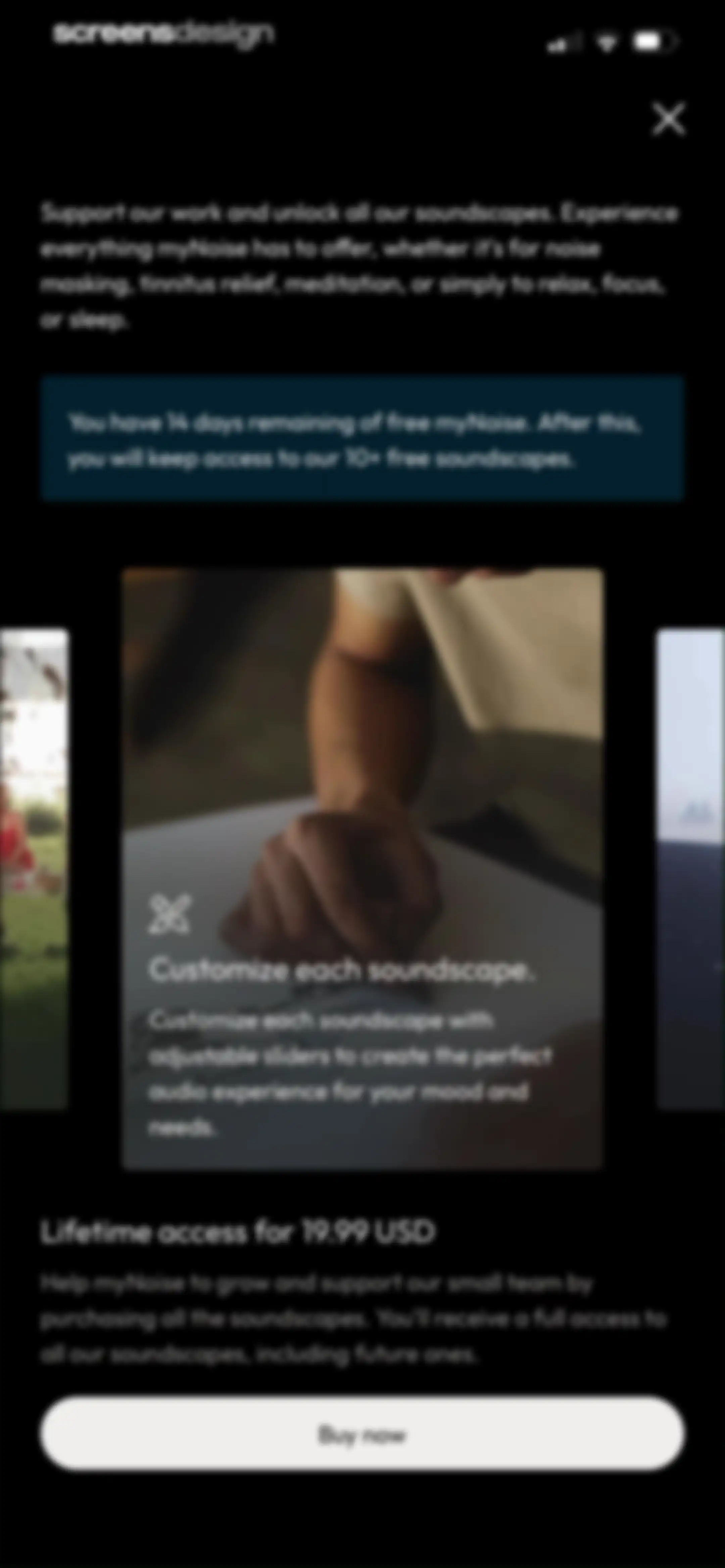 myNoise: Focus · Relax · Sleep screen 31