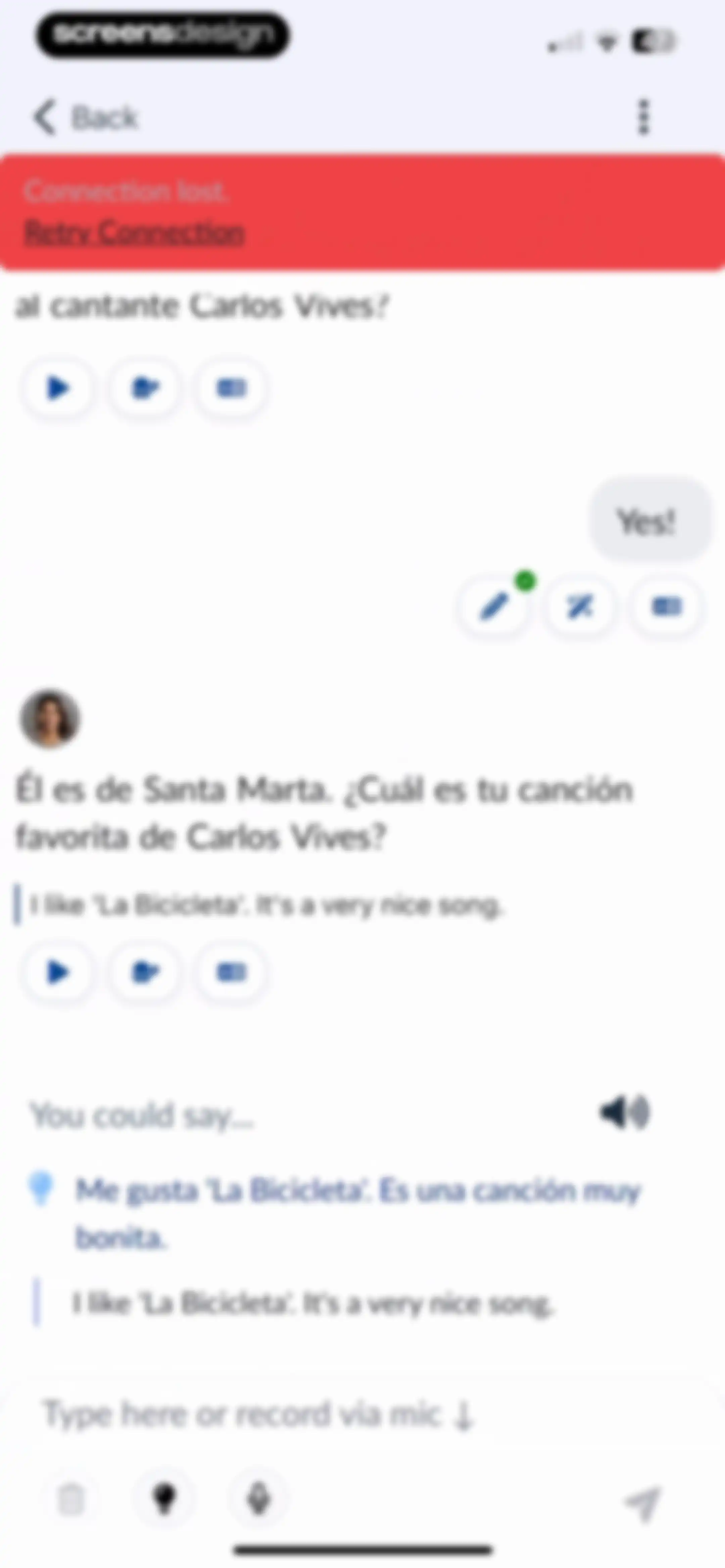 Langua: AI language learning screen 75
