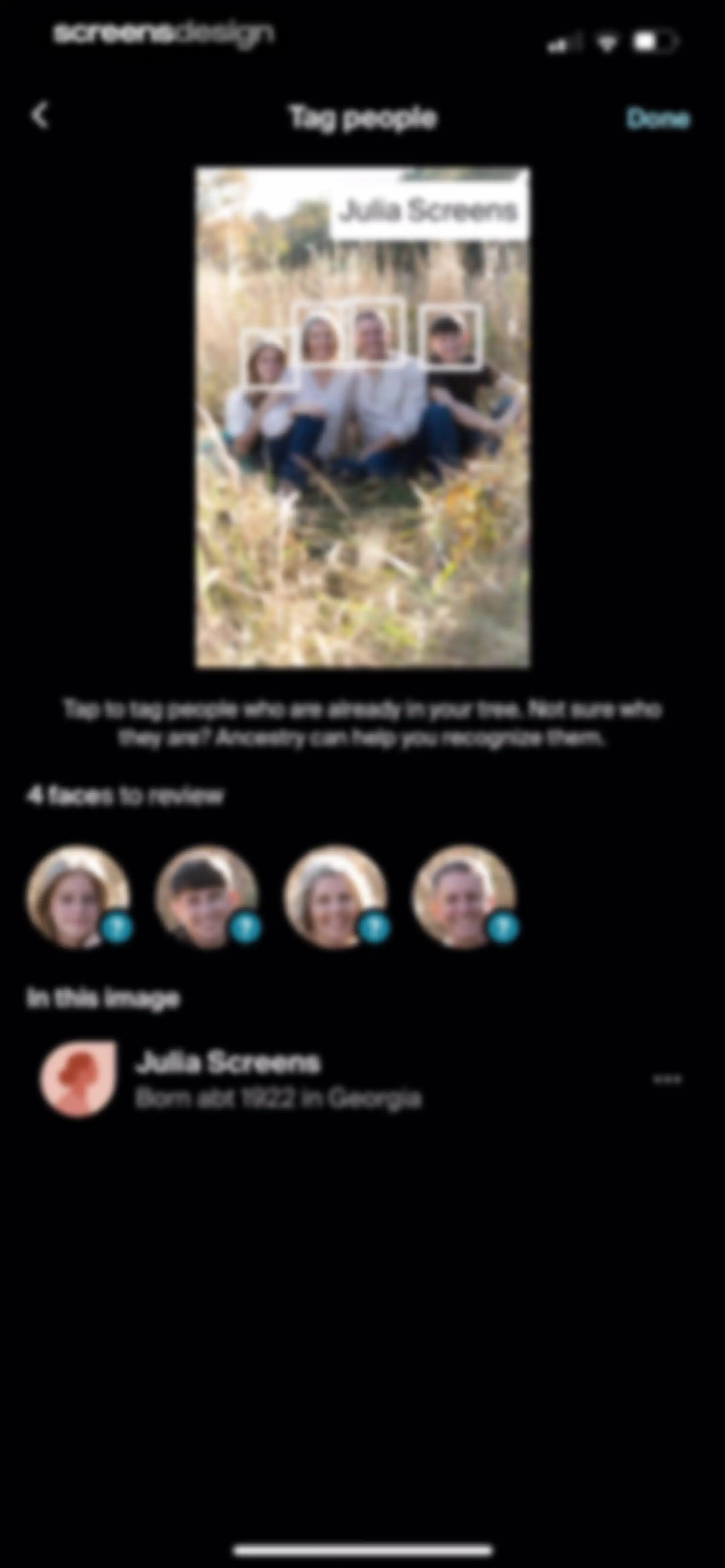 Ancestry: Family History & DNA screen 215