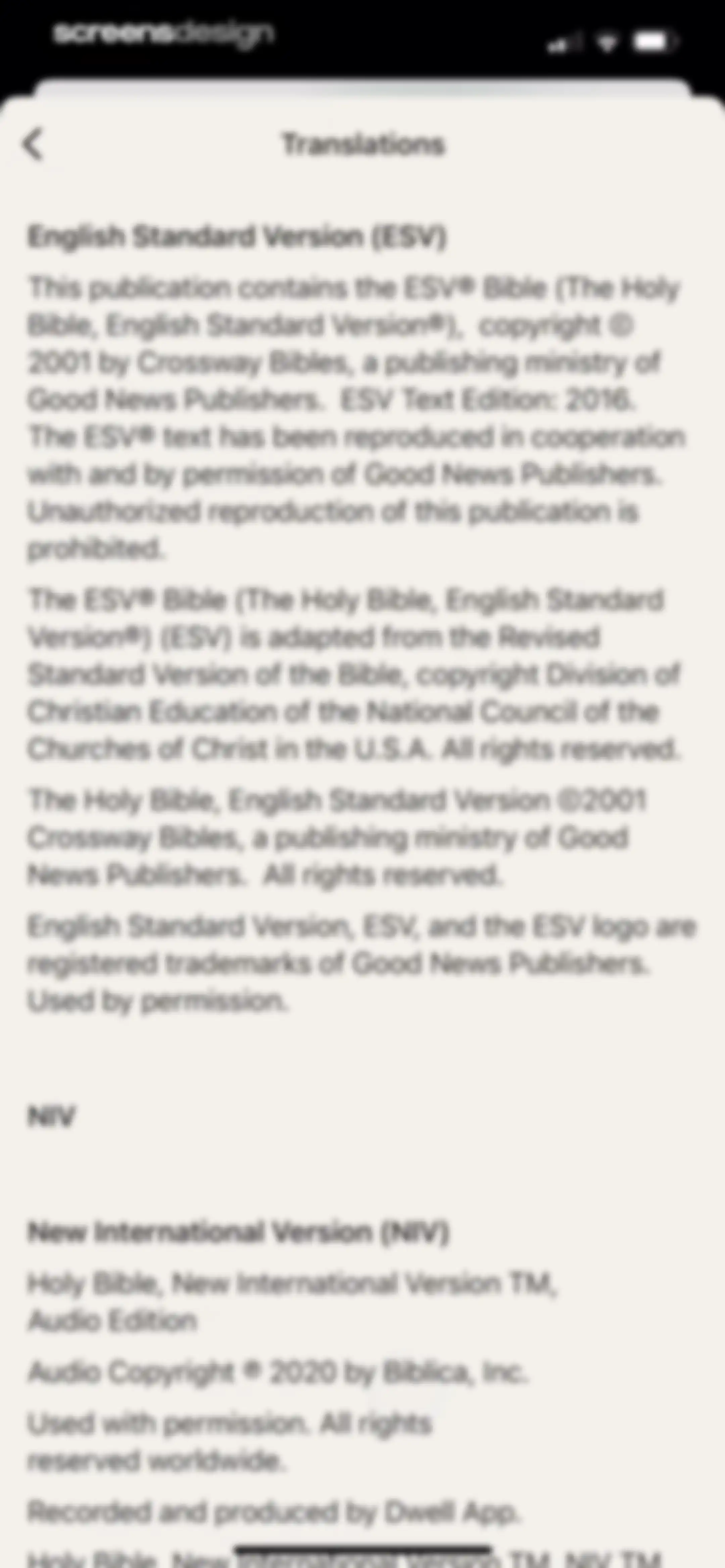 Dwell: Audio Bible screen 131