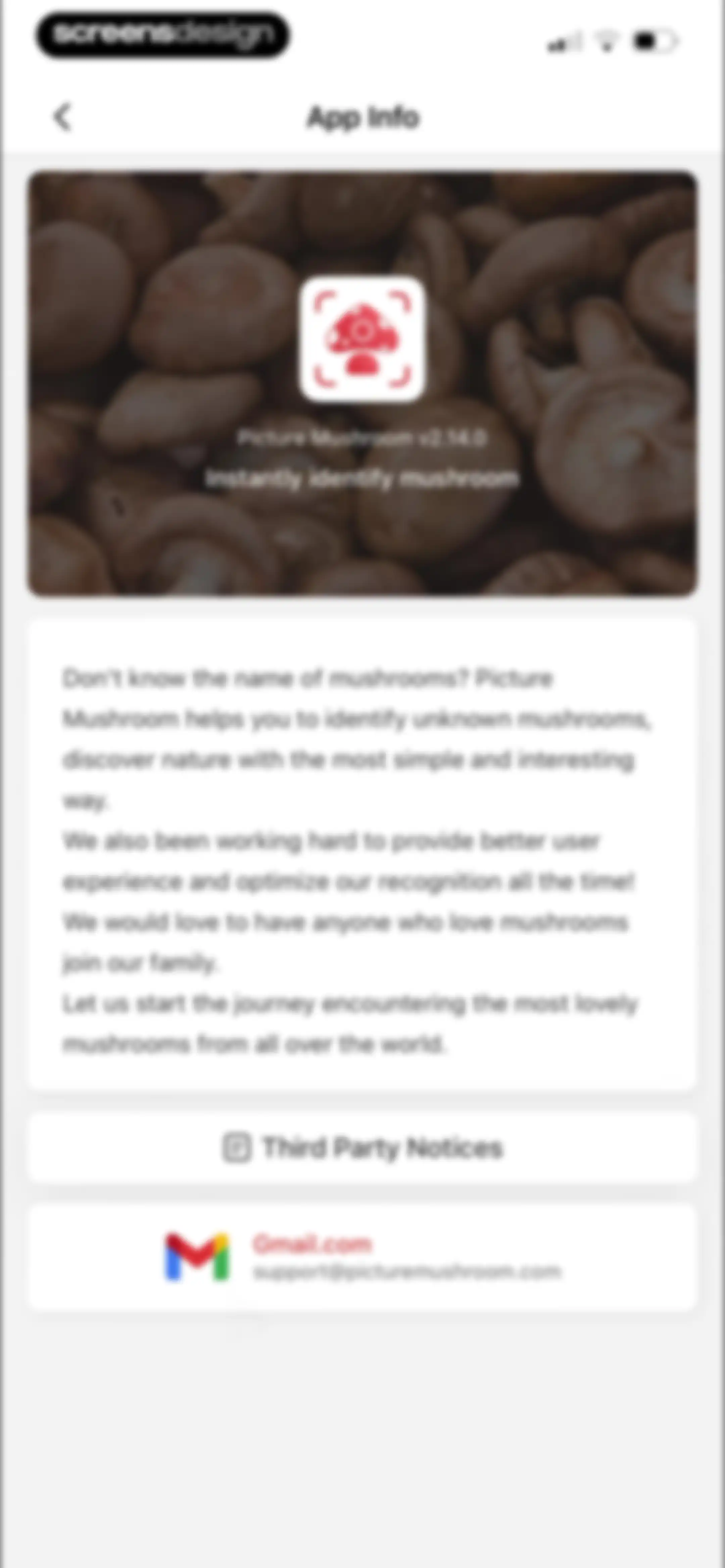 Picture Mushroom: Identifier screen 127